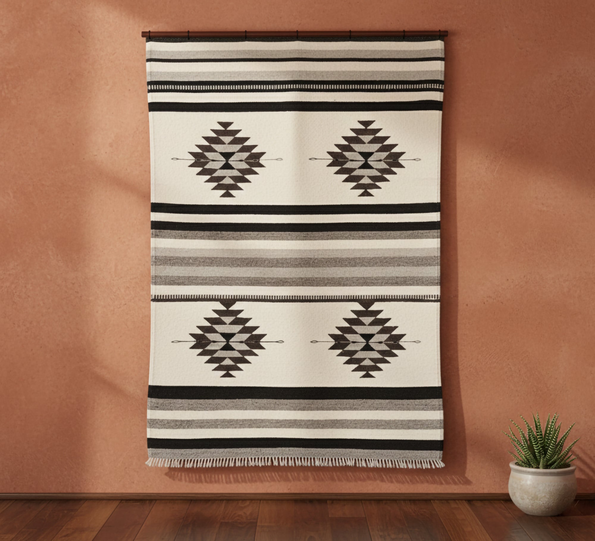 Earthy tones and black blocks rug - Vitrine Furniture - Accessories