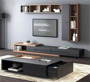 Elegance Black TV Unit: Sleek Design with Upper Shelves - Vitrine Furniture - Furniture