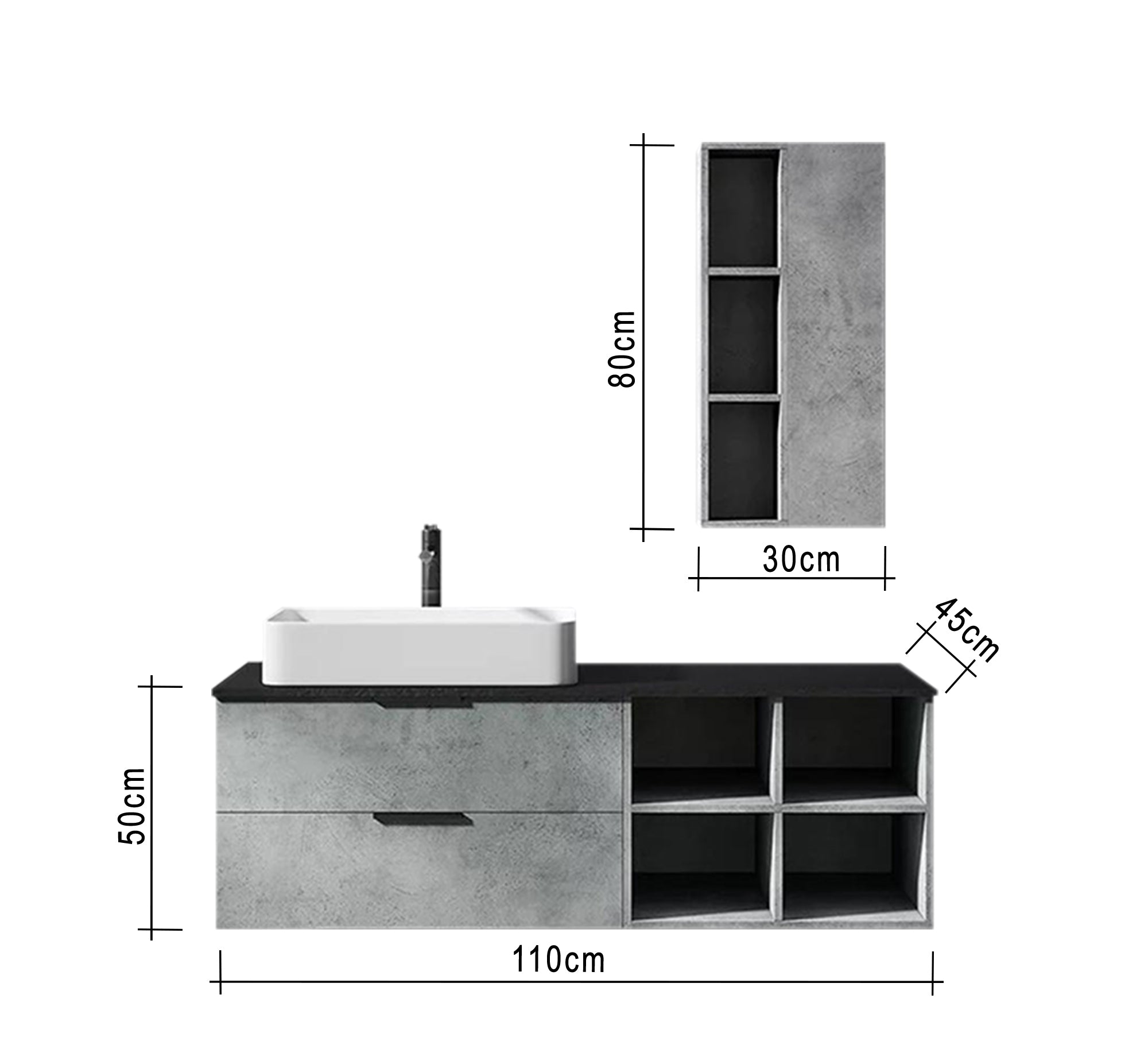 Elegance, Gray Brown Sink Unit, Space - Saving Chic Design - Vitrine Furniture - Furniture