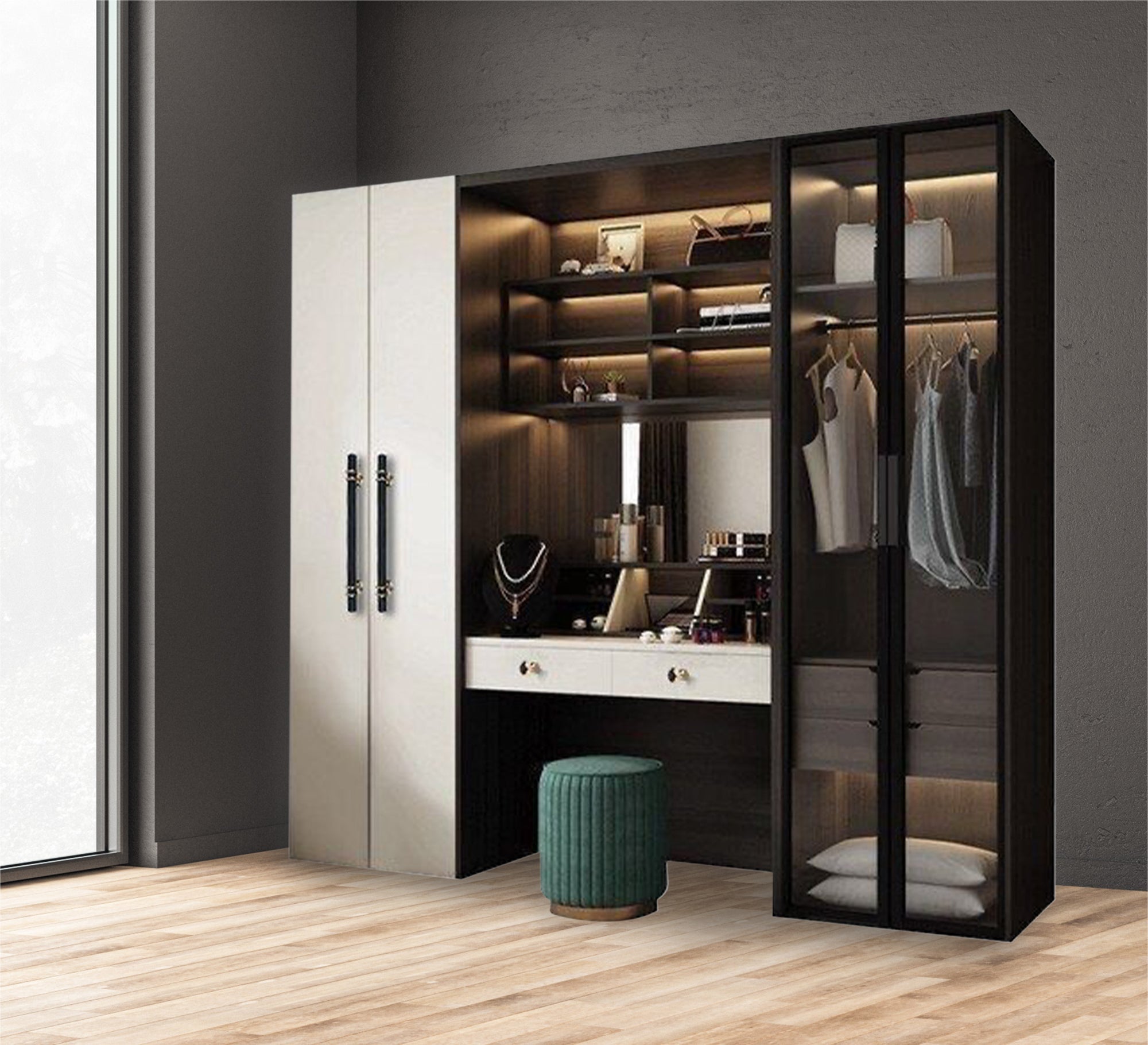 Elegance Living Versatile Middle Dressing Table Wardrobe - Vitrine Furniture - Furniture