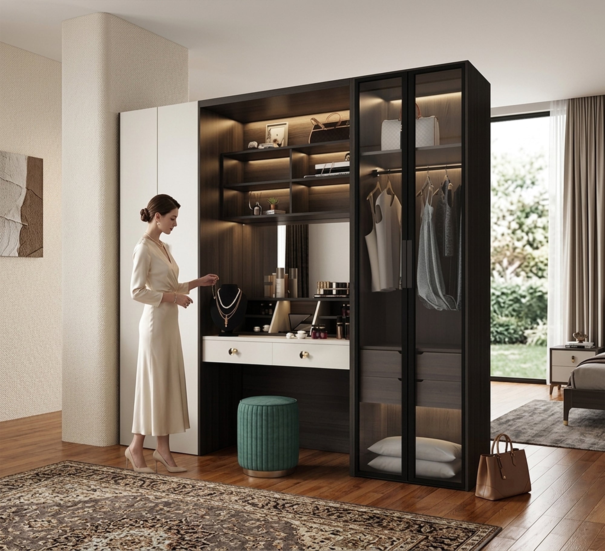 Elegance Living Versatile Middle Dressing Table Wardrobe - Vitrine Furniture - Wardrobes
