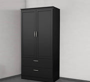 Elegance Modern Black Cupboard with Ruled Handles - Vitrine Furniture - Furniture