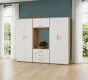 Elegance Wardrobe: 4 - Door Storage With Central White Dresser - Vitrine Furniture - Furniture