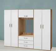 Elegance Wardrobe: 4 - Door Storage With Central White Dresser - Vitrine Furniture - Furniture