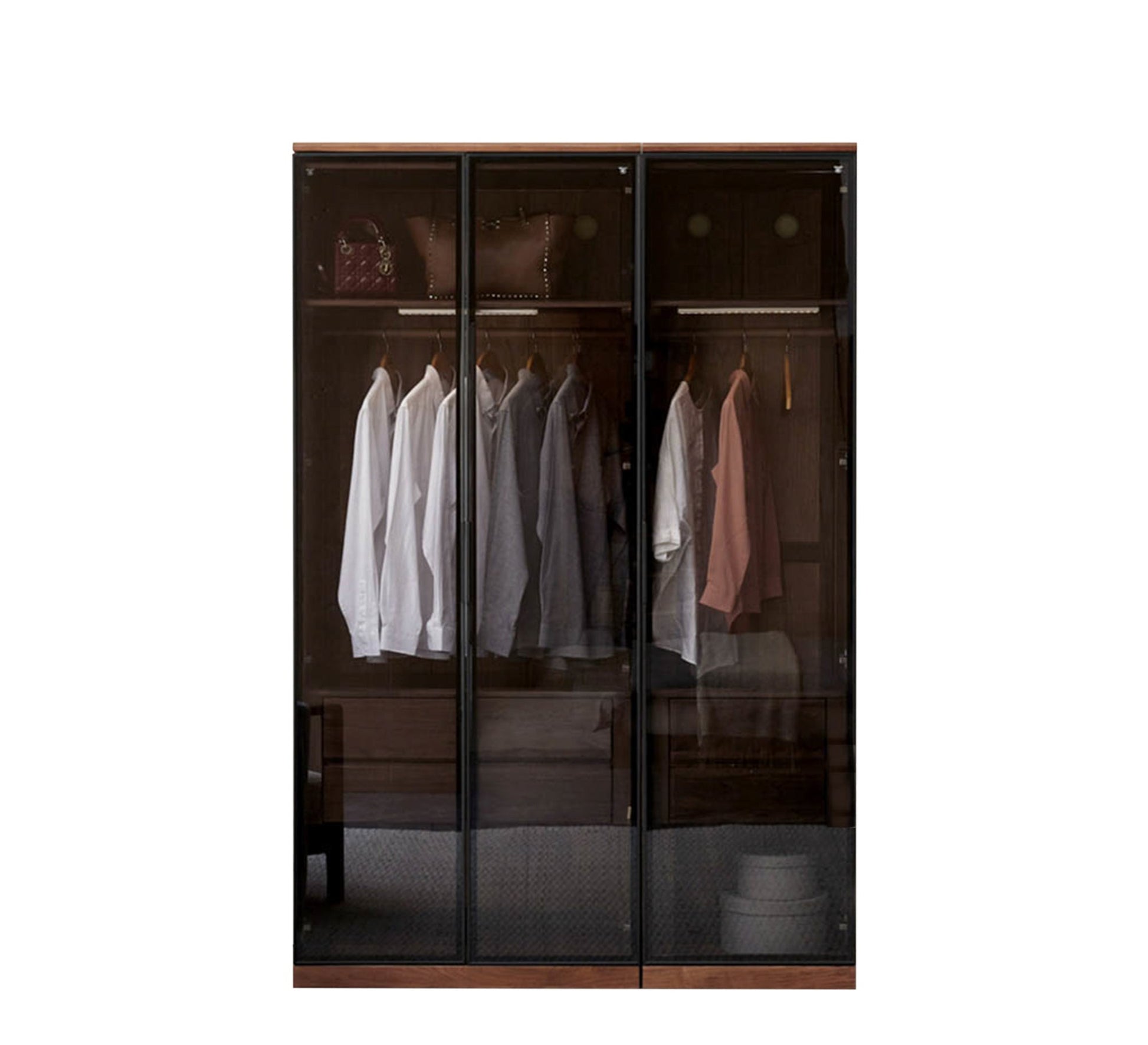 Elegance Wardrobe with Chic Glass Leaf Design, Modern Flair - Vitrine Furniture - Furniture