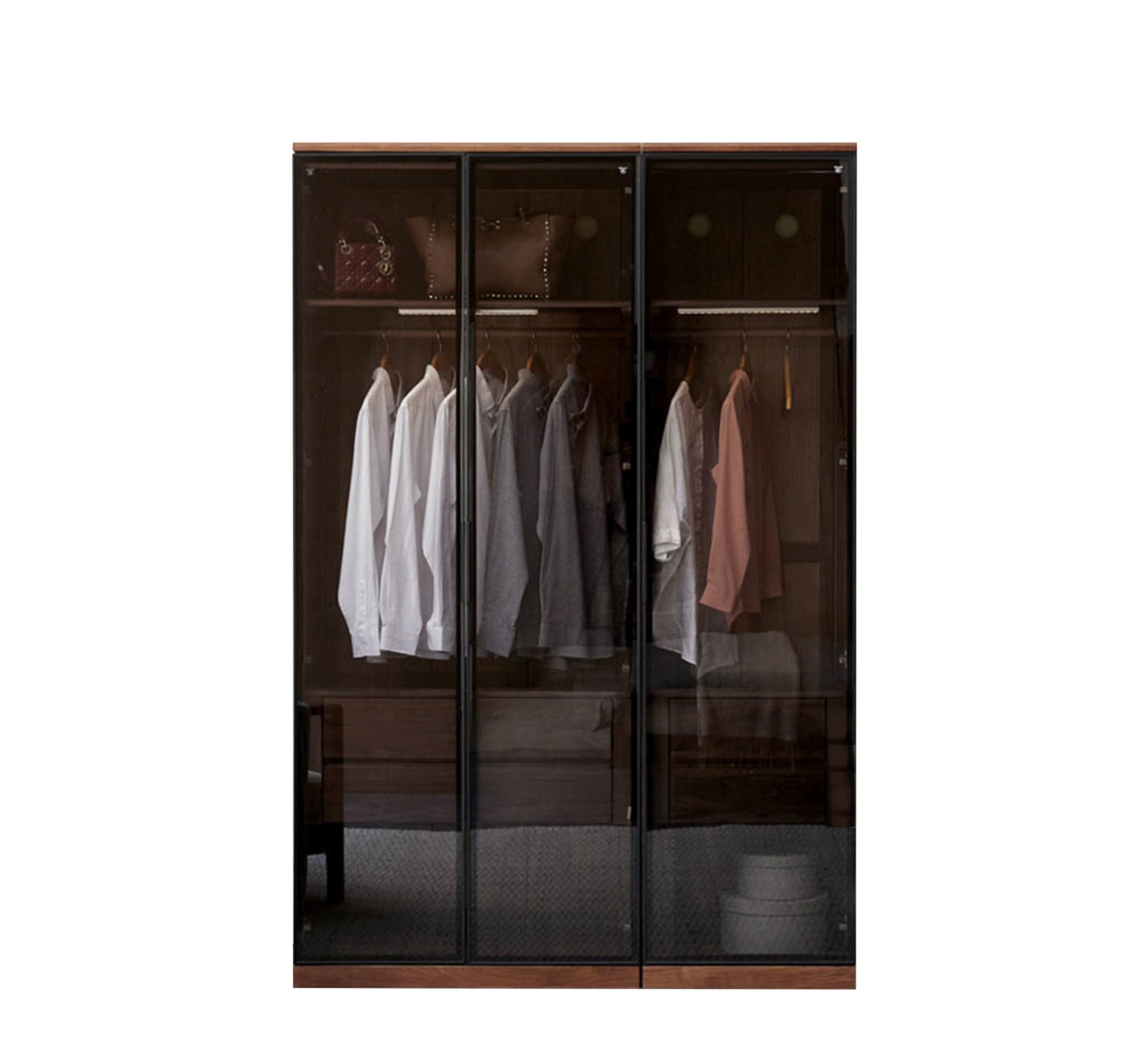Elegance Wardrobe with Chic Glass Leaf Design, Modern Flair - Vitrine Furniture - Furniture