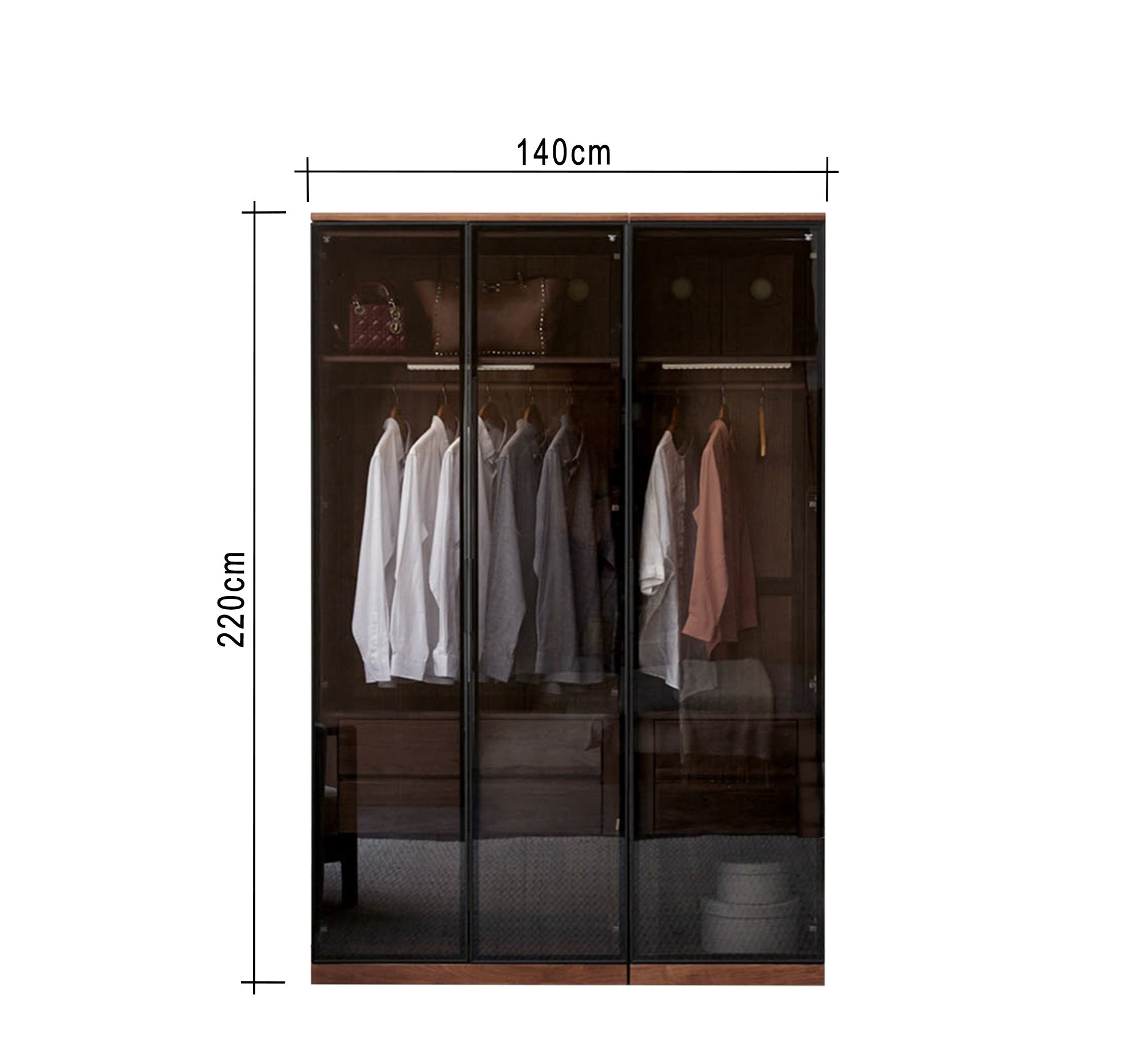 Elegance Wardrobe with Chic Glass Leaf Design, Modern Flair - Vitrine Furniture - Furniture