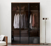 Elegance Wardrobe with Chic Glass Leaf Design, Modern Flair - Vitrine Furniture - Furniture