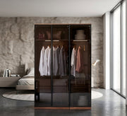 Elegance Wardrobe with Chic Glass Leaf Design, Modern Flair - Vitrine Furniture - Wardrobes