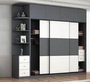 Elegance Wardrobe with Large, Dark Gray & White Storage Solution - Vitrine Furniture - Furniture