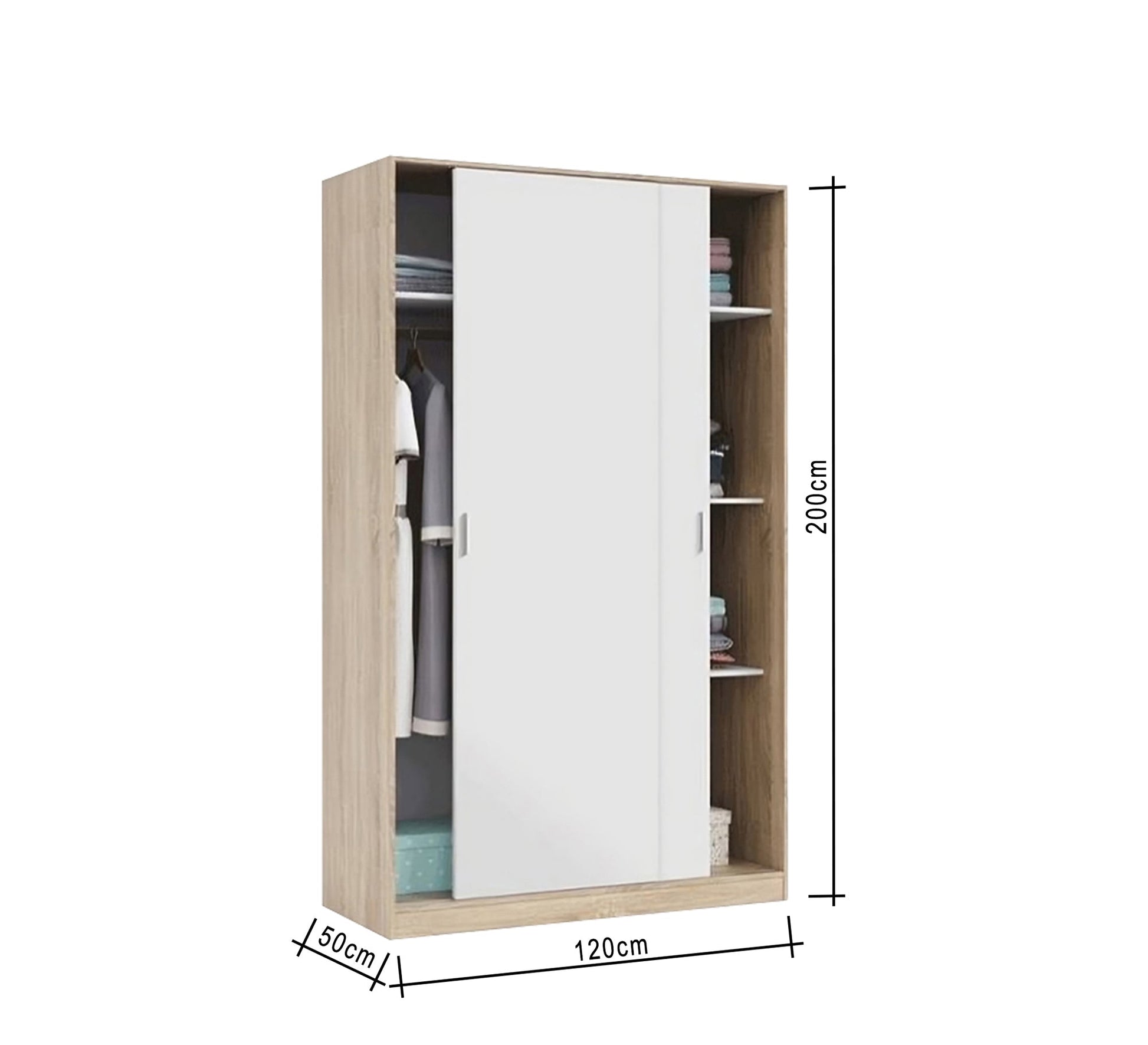 Elegance Wardrobe with White & Beige Drag Leaf, Stylish & Spacious - Vitrine Furniture - Furniture
