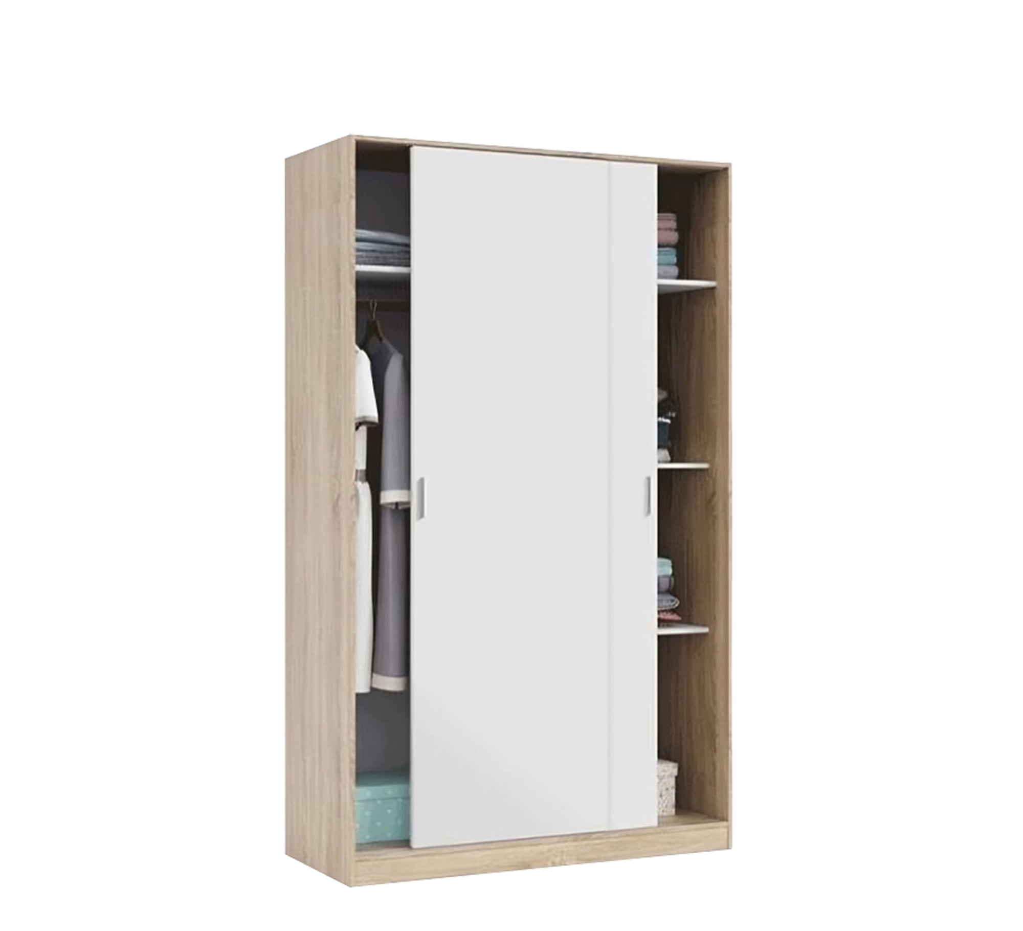 Elegance Wardrobe with White & Beige Drag Leaf, Stylish & Spacious - Vitrine Furniture - Furniture