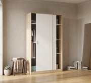 Elegance Wardrobe with White & Beige Drag Leaf, Stylish & Spacious - Vitrine Furniture - Wardrobes