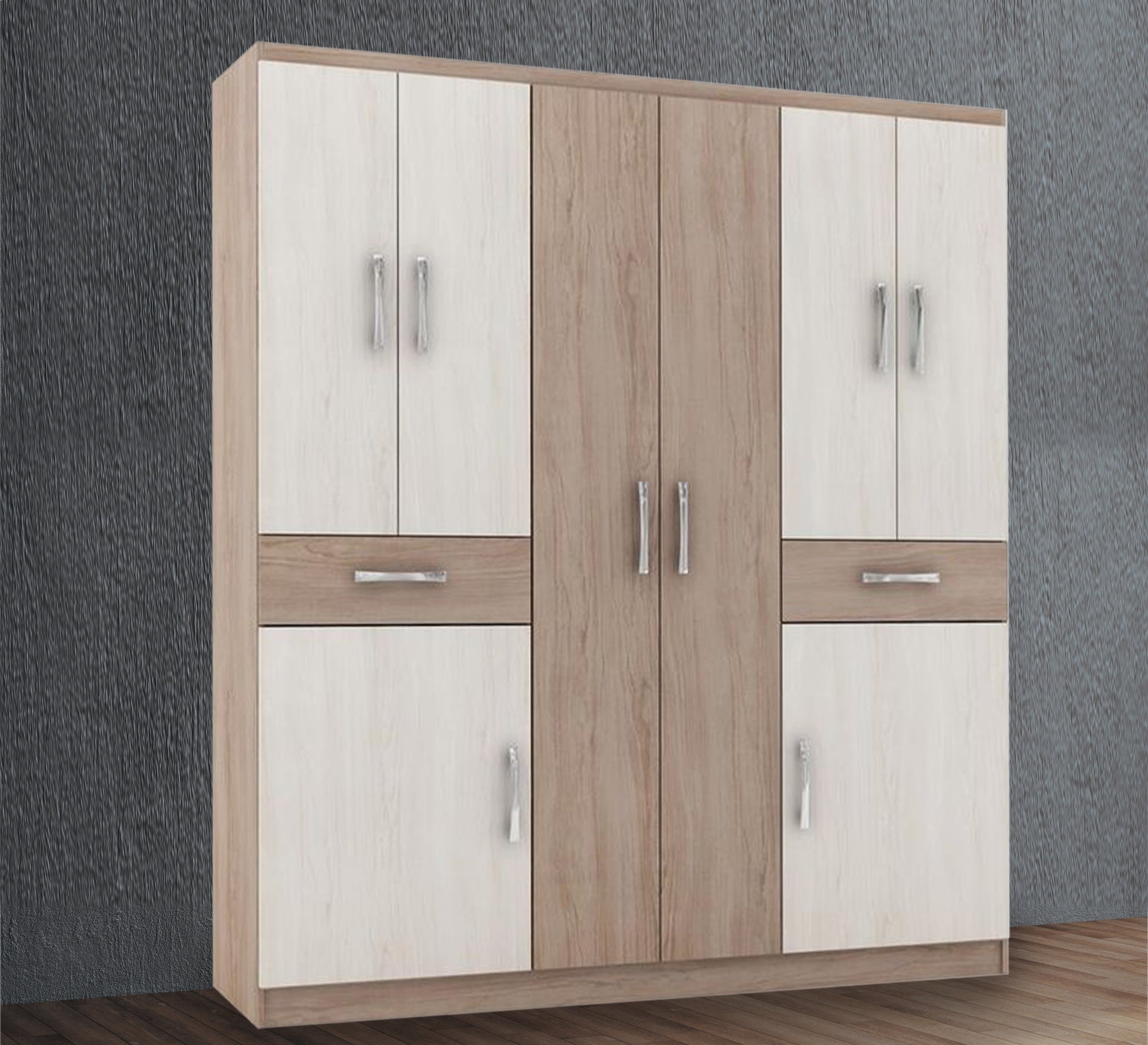 Elegance Wardrobes with Large Beige & Brown Wooden Classic - Vitrine Furniture - Furniture