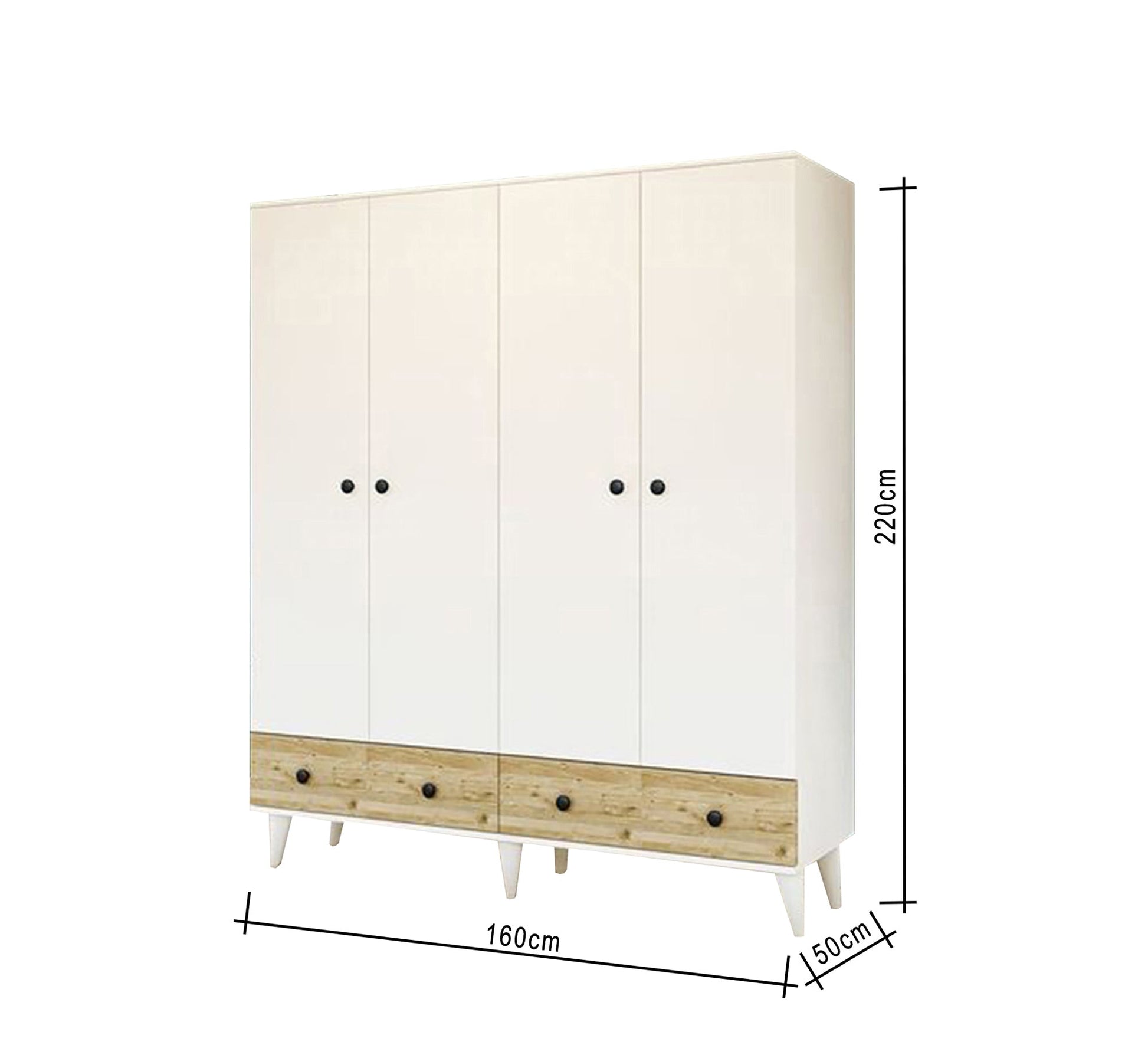 Elegance White Wardrobe with High - Leg Modern Design - Vitrine Furniture - Furniture