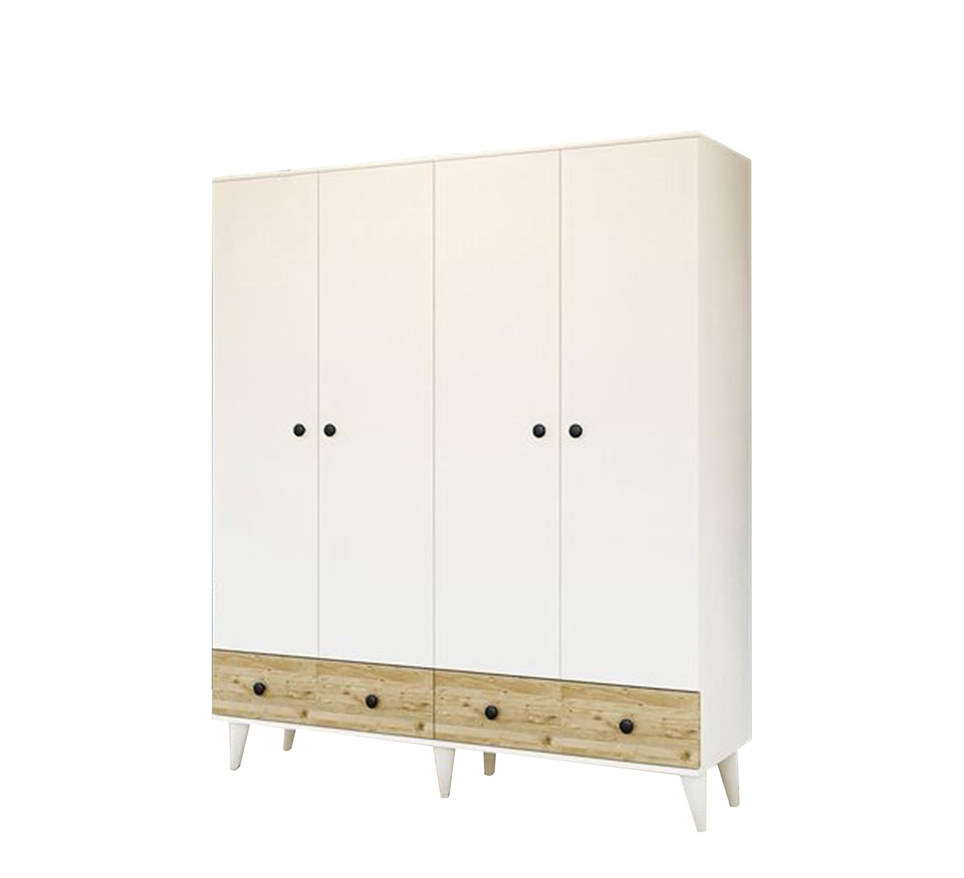 Elegance White Wardrobe with High - Leg Modern Design - Vitrine Furniture - Furniture