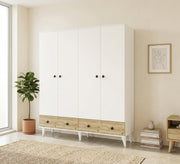 Elegance White Wardrobe with High - Leg Modern Design - Vitrine Furniture - Wardrobes