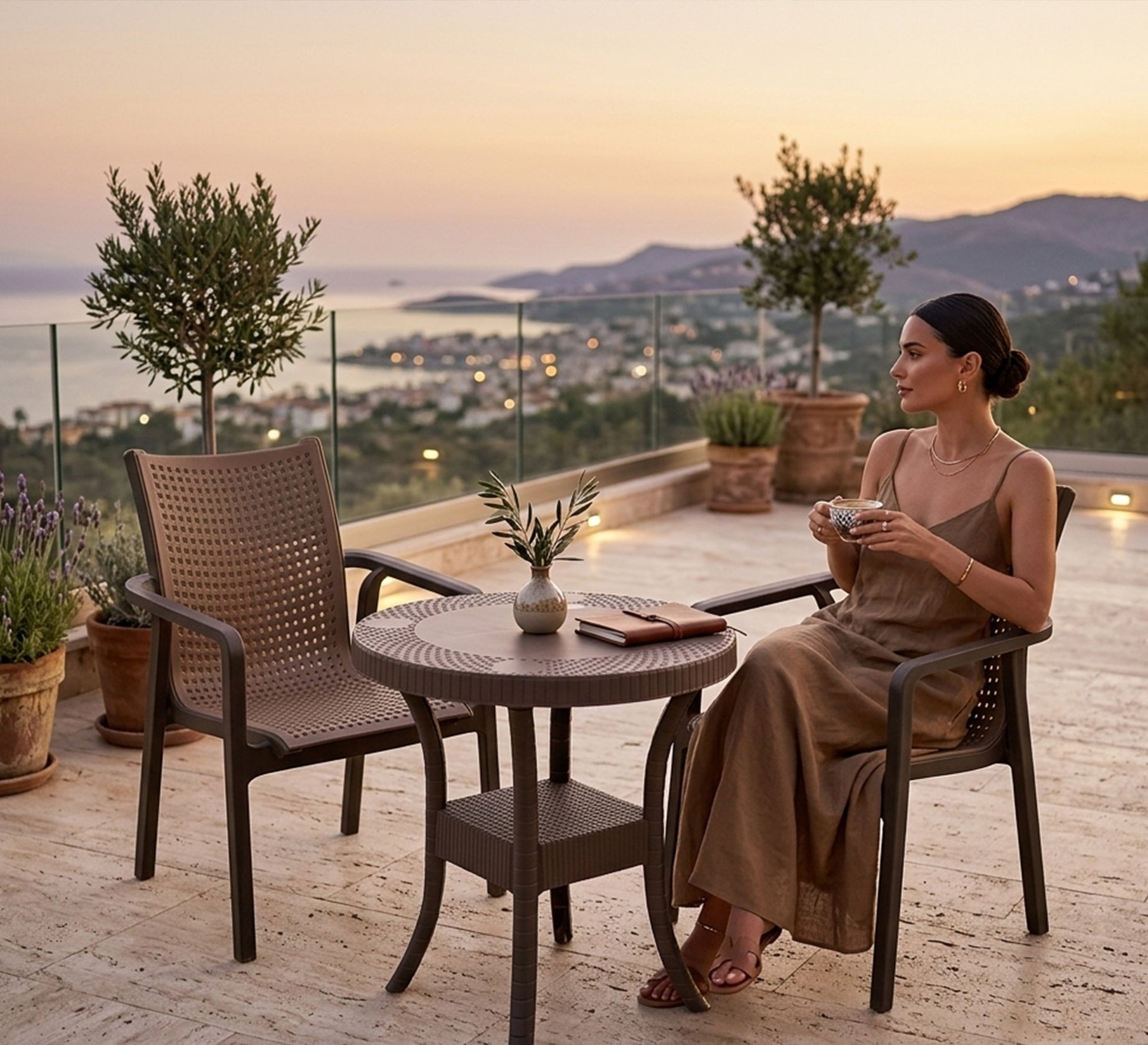 Elegant and comfortable brown outdoor seating set - Vitrine Furniture - Outdoor Dining Sets