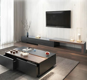 Elegant and modern black and brown coffee table and TV unit - Vitrine Furniture - Furniture