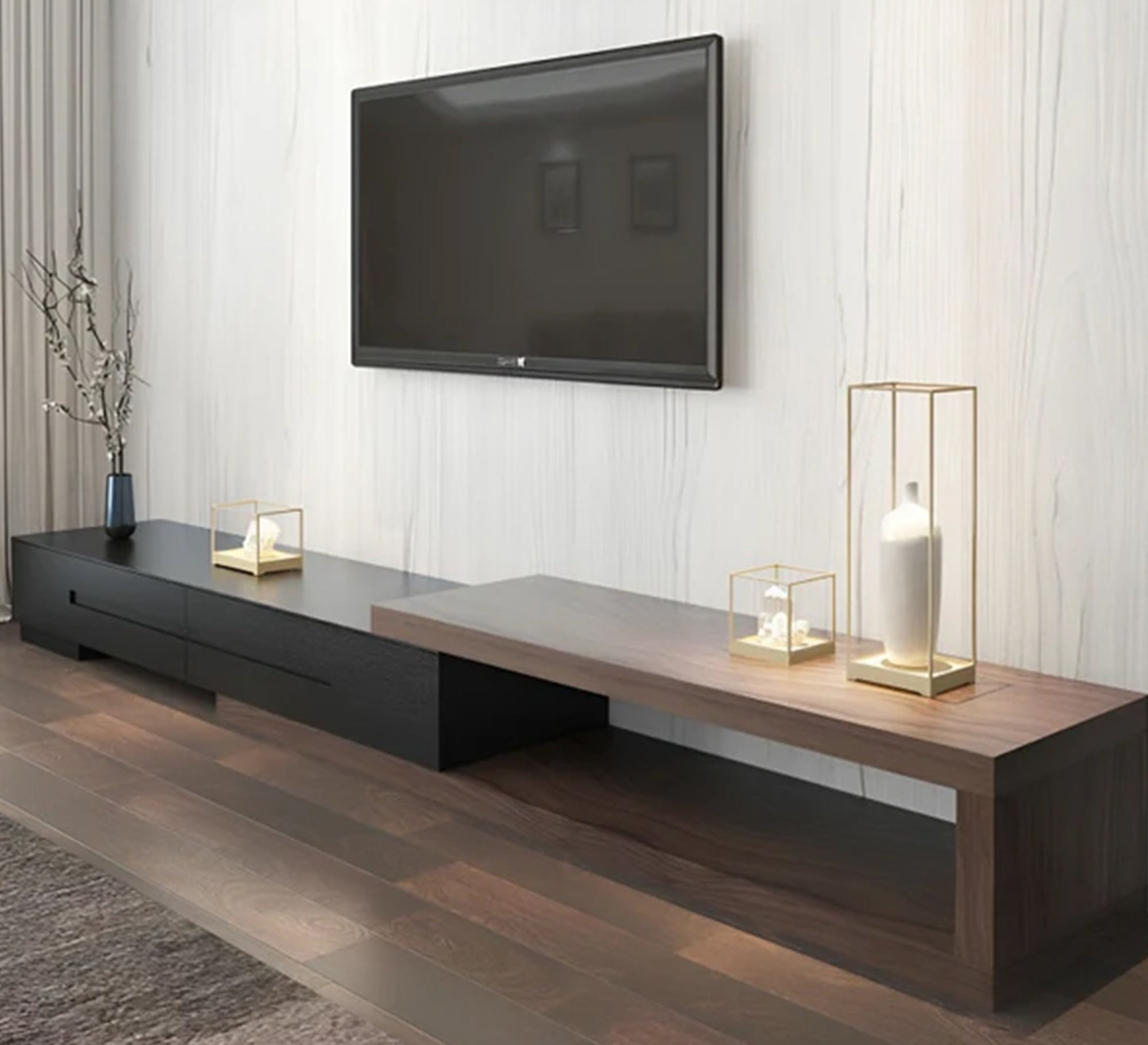 Elegant and modern black and brown coffee table and TV unit - Vitrine Furniture - Furniture