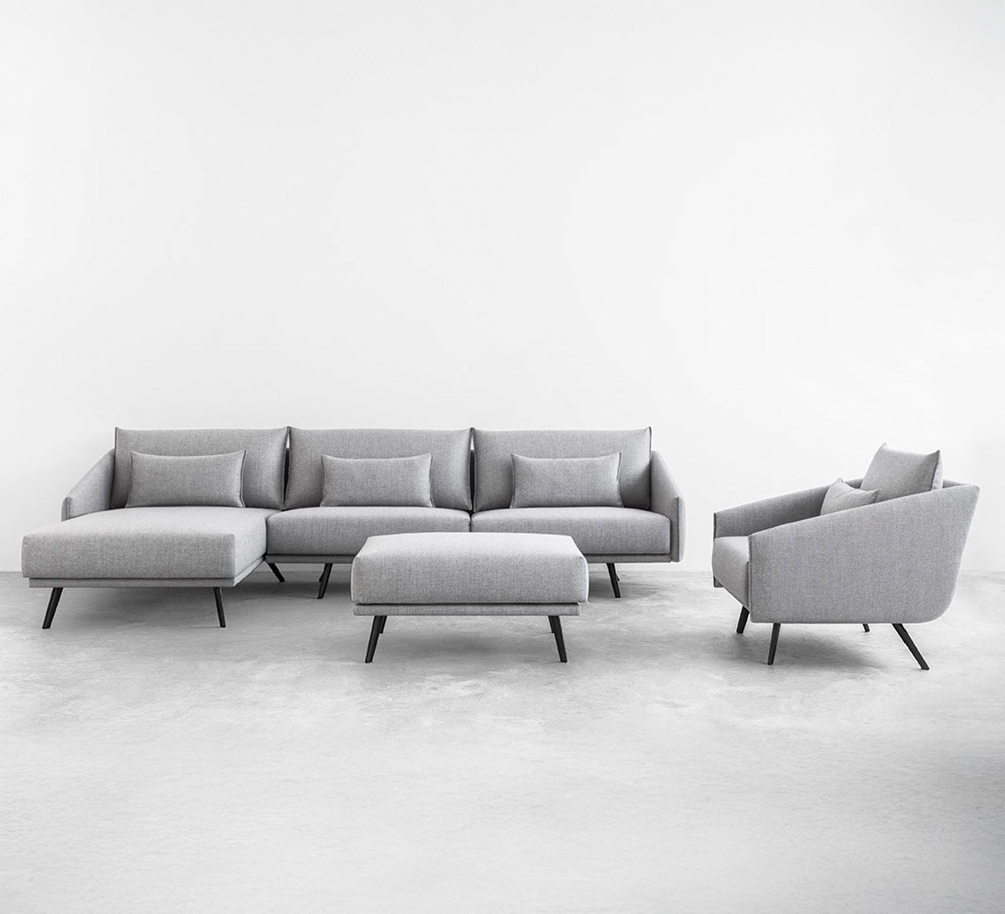 Elegant and modern gray corner sofa with slim legs - Vitrine Furniture - Furniture