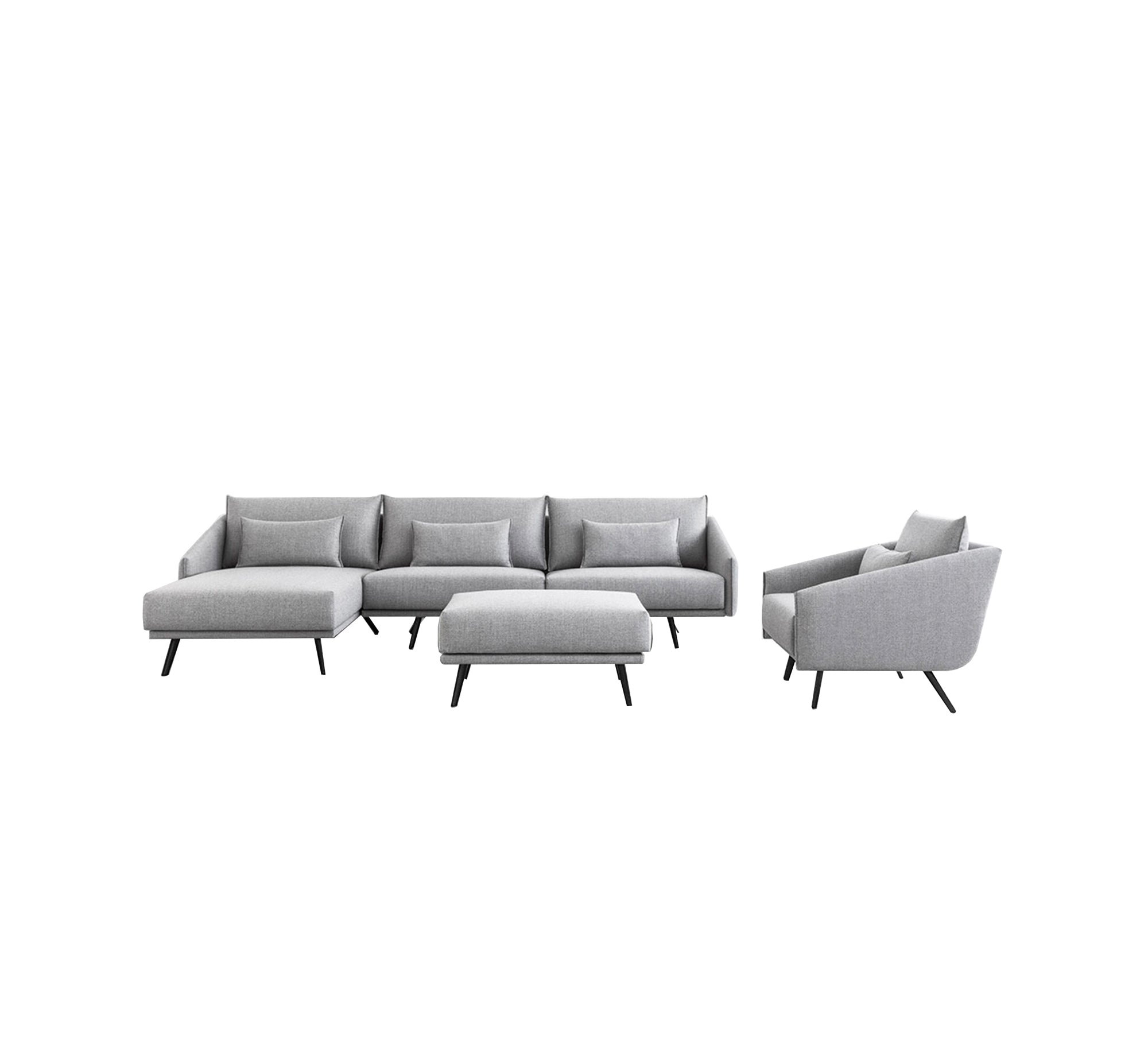 Elegant and modern gray corner sofa with slim legs - Vitrine Furniture - Furniture