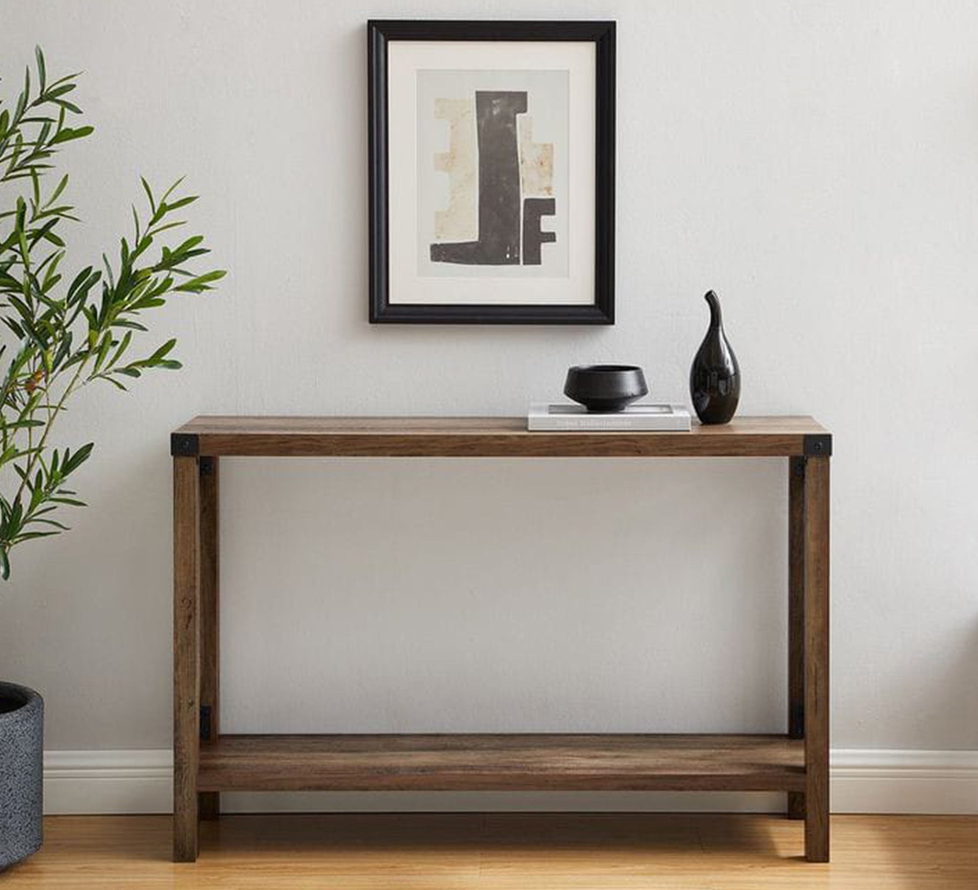 Elegant and simple wooden console table with rectangular tabletop - Vitrine Furniture - Furniture