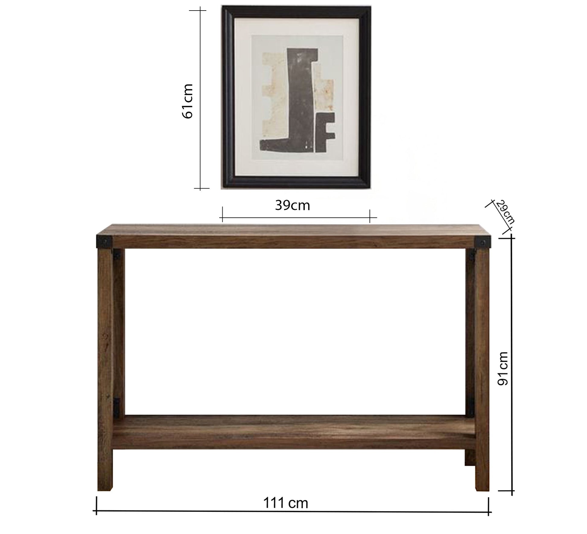Elegant and simple wooden console table with rectangular tabletop - Vitrine Furniture - Furniture