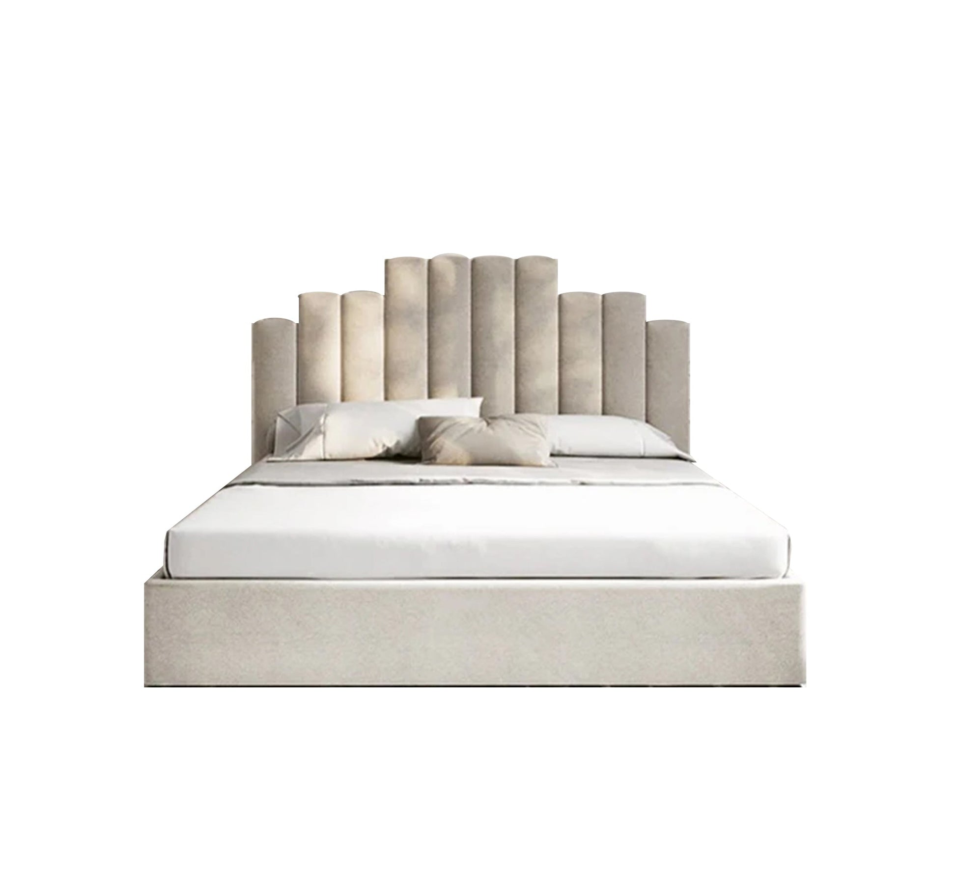 Elegant bed upholstered in calm, modern colors - Vitrine Furniture - Furniture