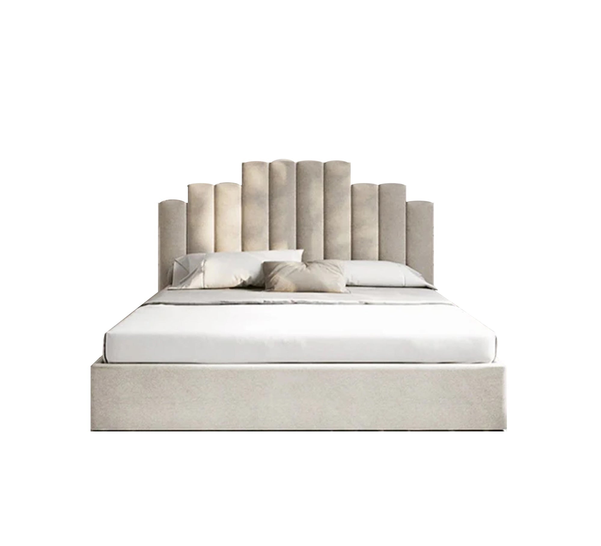 Elegant bed upholstered in calm, modern colors - Vitrine Furniture - Furniture