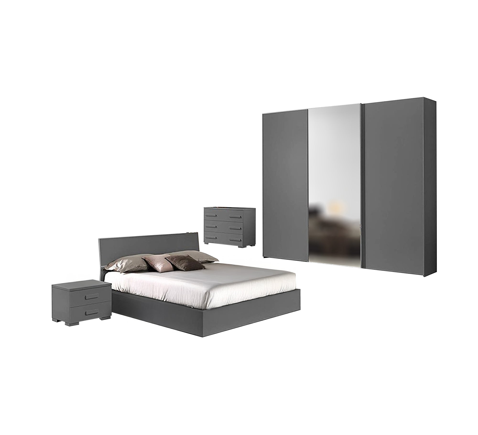 Elegant bedroom in attractive gray color - Vitrine Furniture - Furniture