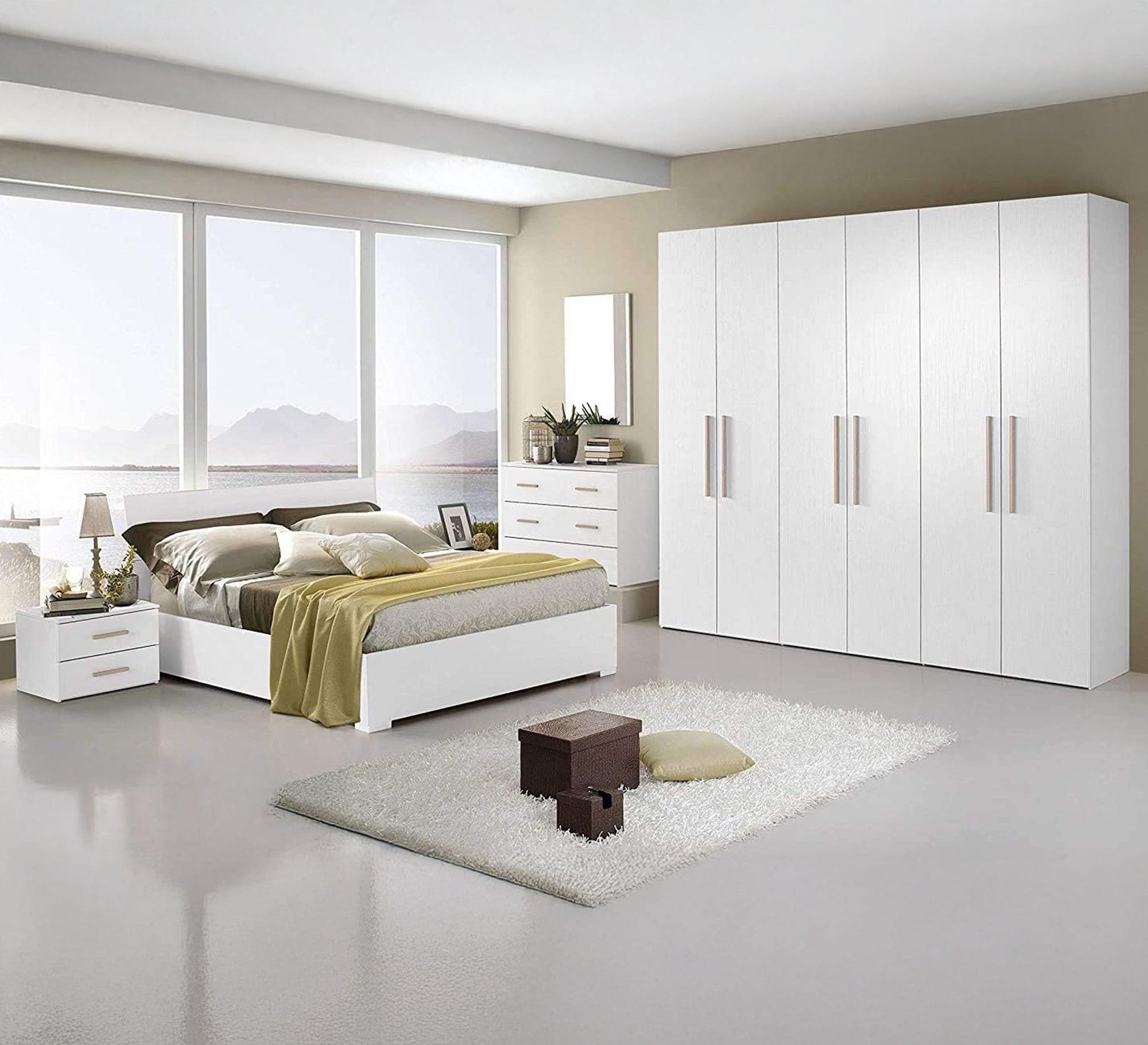 Elegant bedroom in pure white - Vitrine Furniture - Furniture