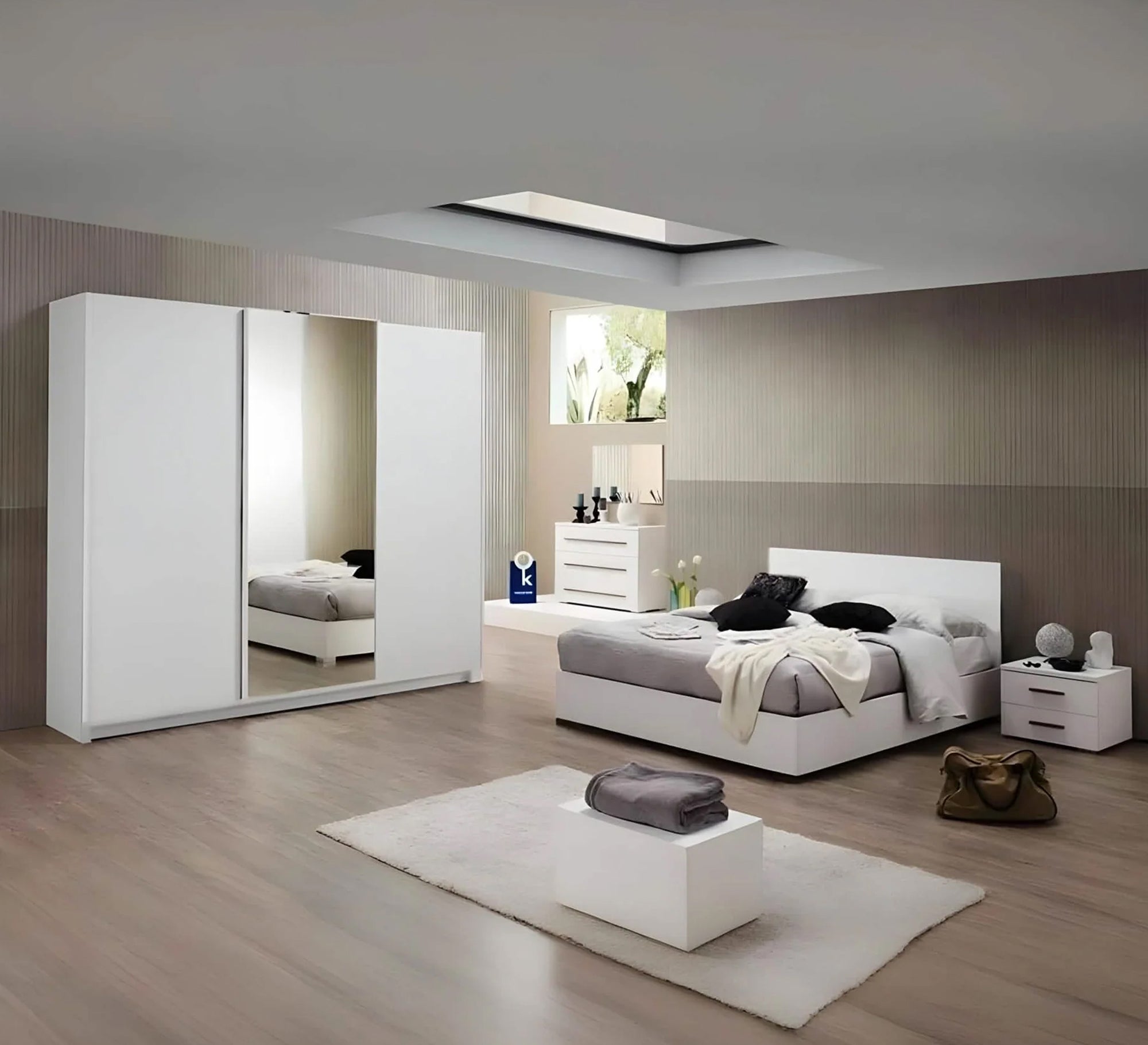 Elegant bedroom with a modern and white design - Vitrine Furniture - Furniture