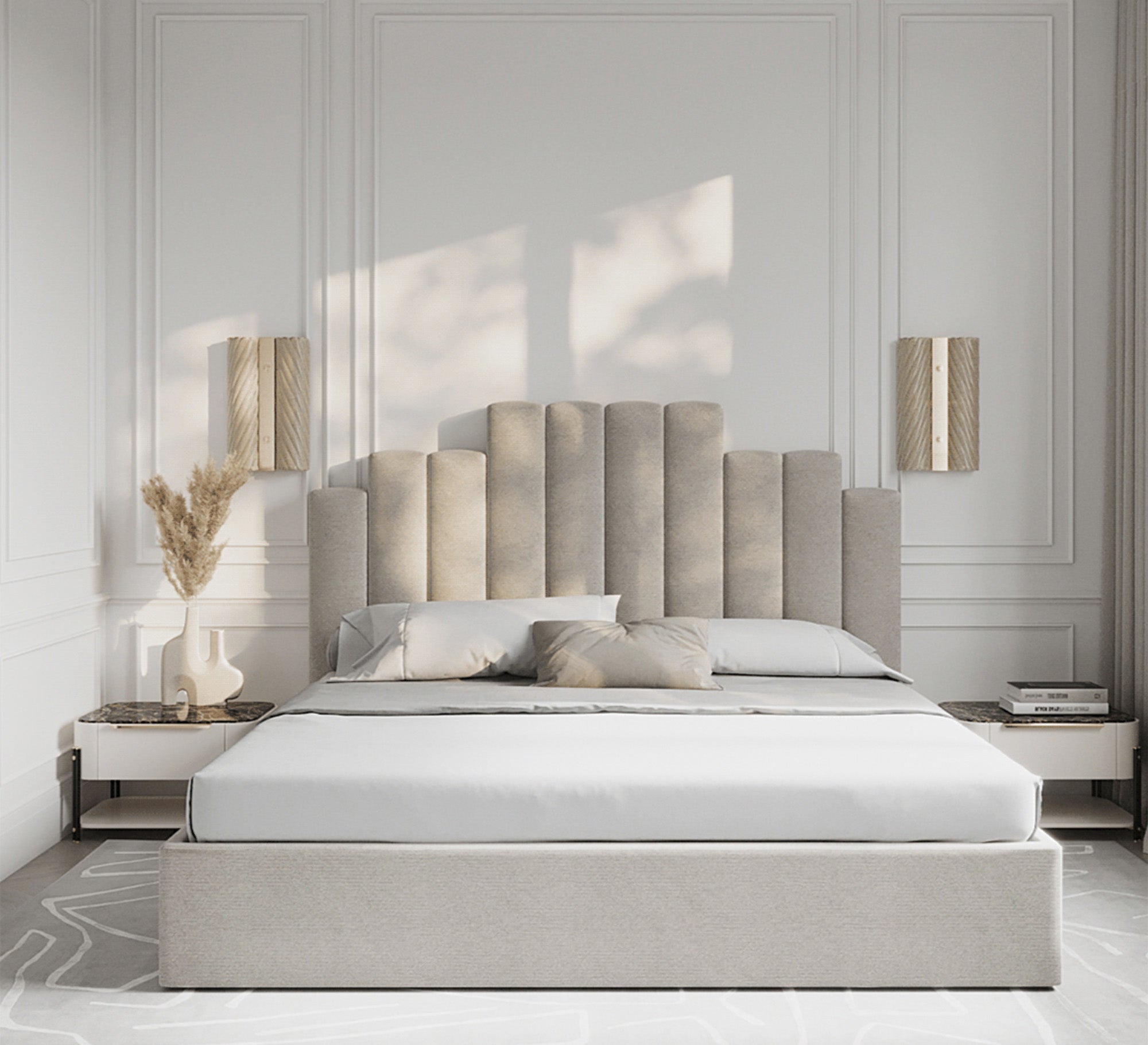 Elegant beige bed - Vitrine Furniture - Furniture