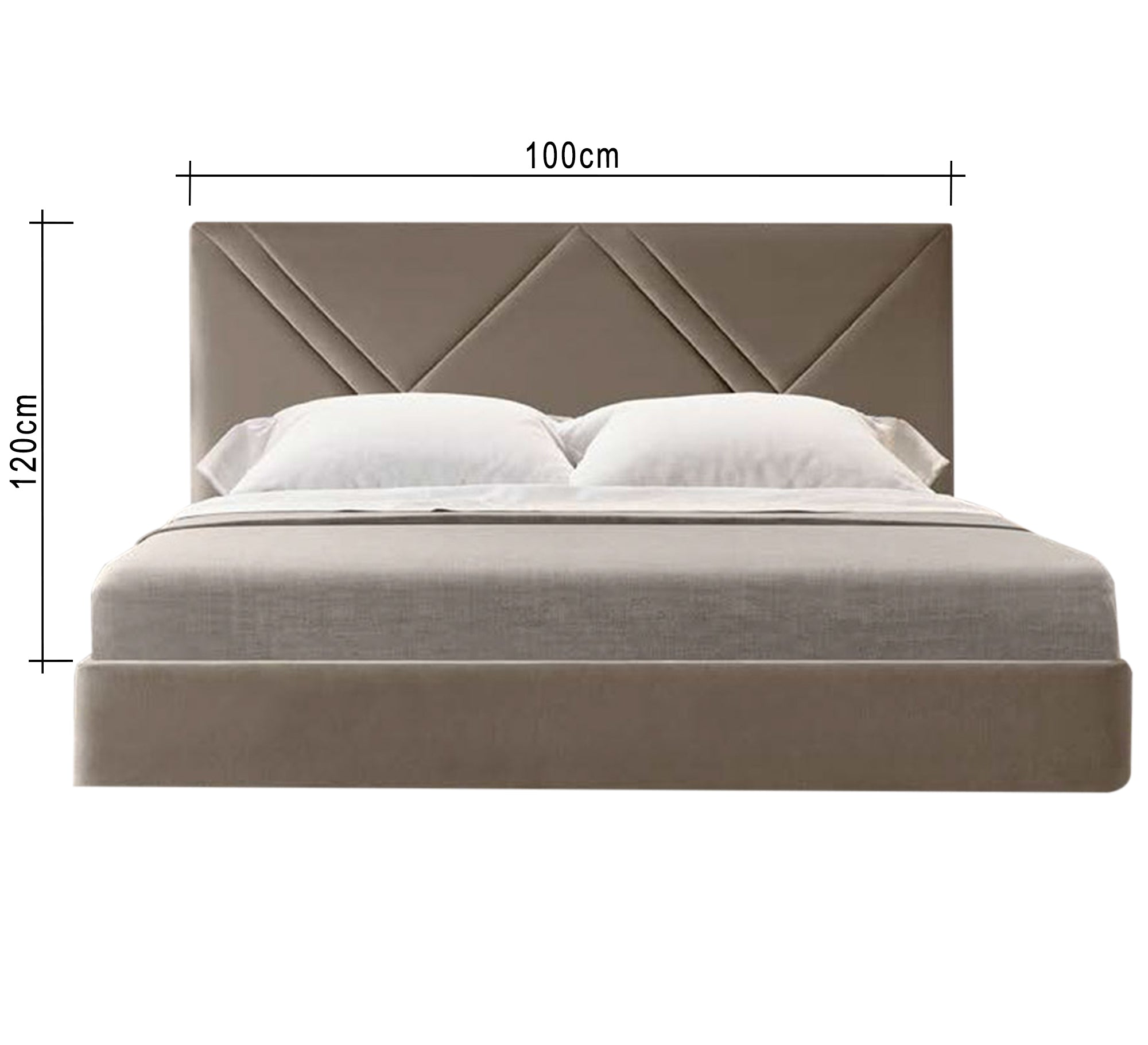 Elegant beige bed with a capitone headboard with diagonal stripes - Vitrine Furniture - Furniture