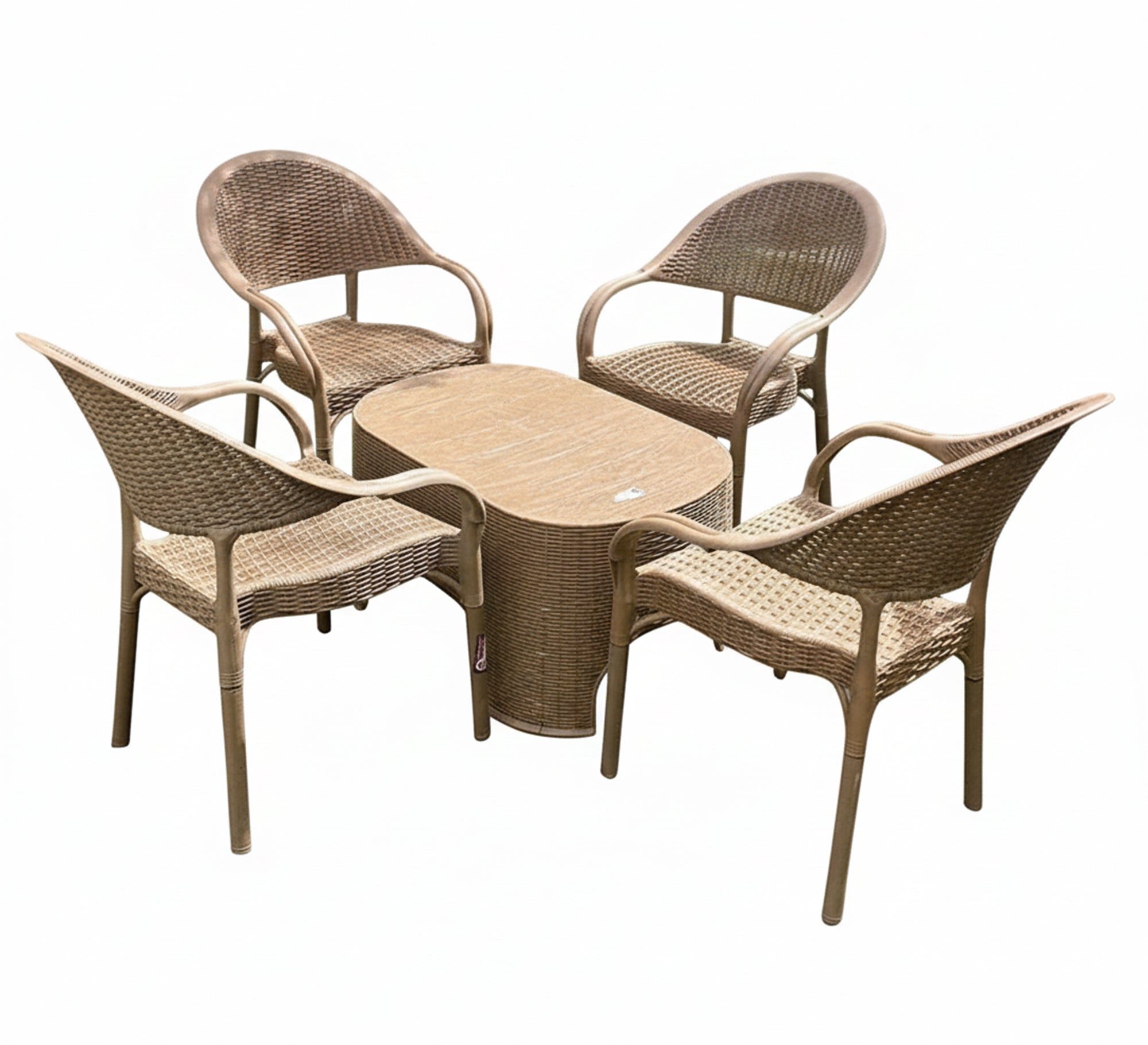 Elegant beige patio set with an oval design - Vitrine Furniture - Outdoor Products