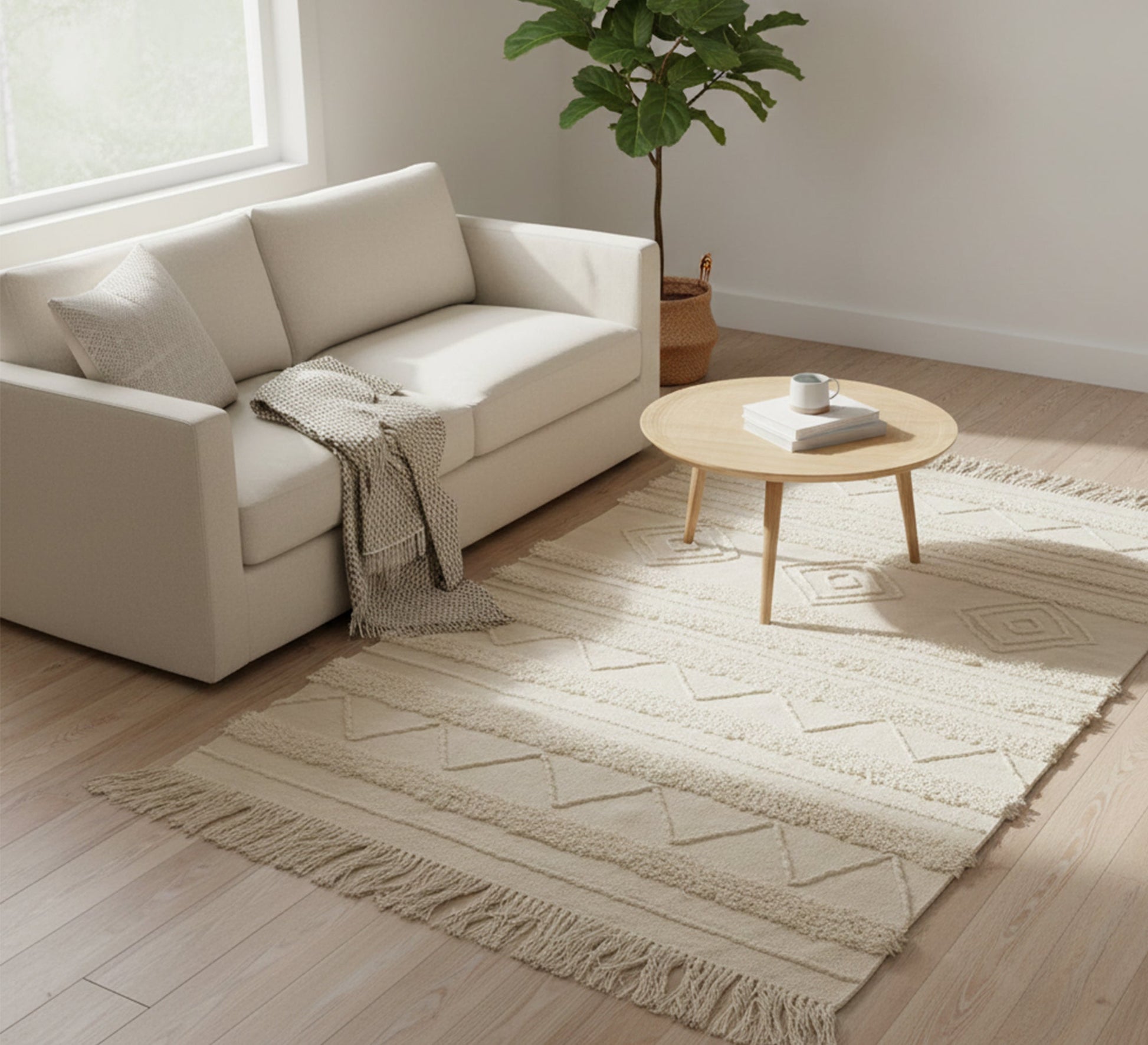 Elegant beige rug with zigzag touches - Vitrine Furniture - Accessories