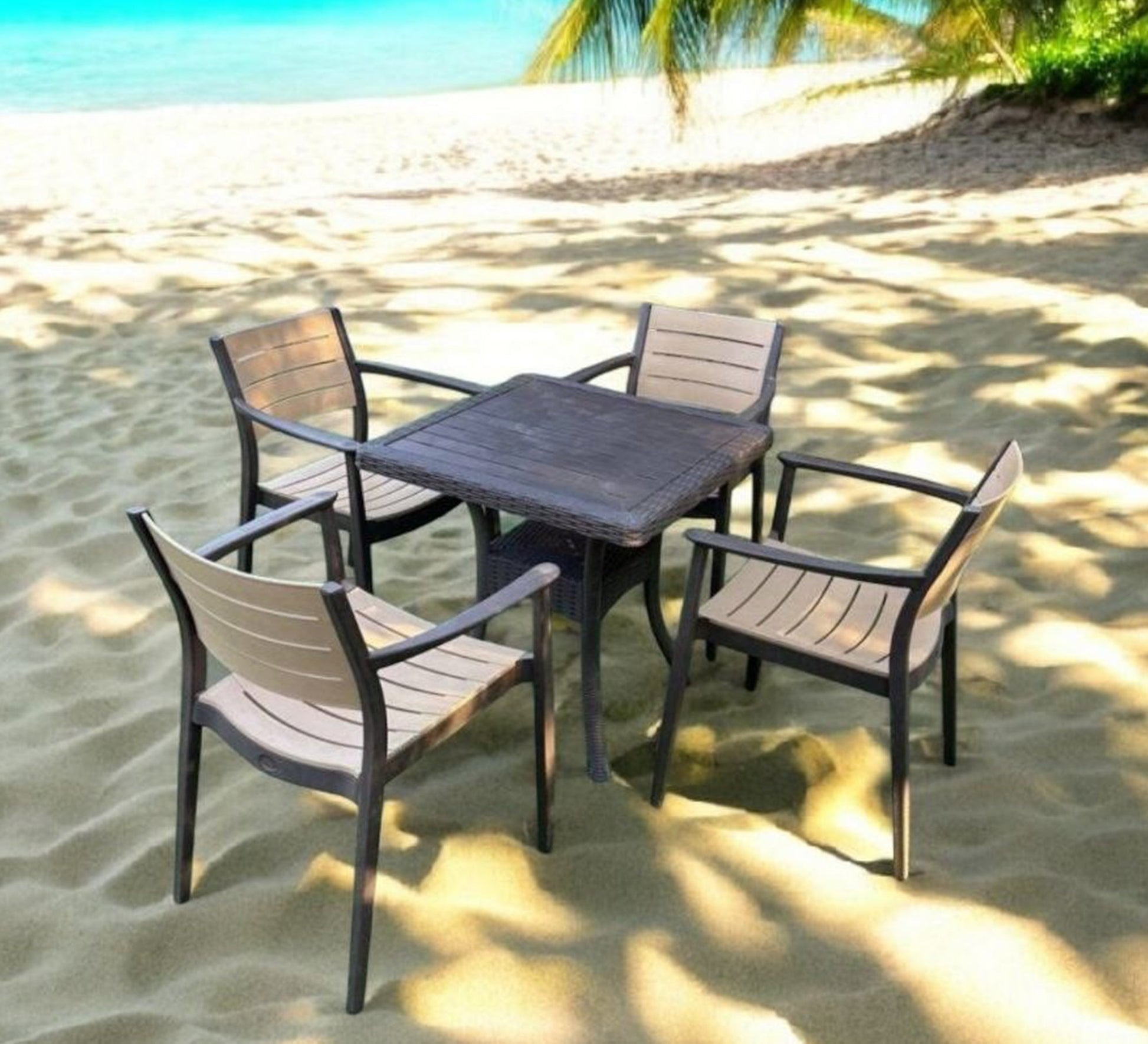 Elegant black and beige beach dining set - Vitrine Furniture - Outdoor Products