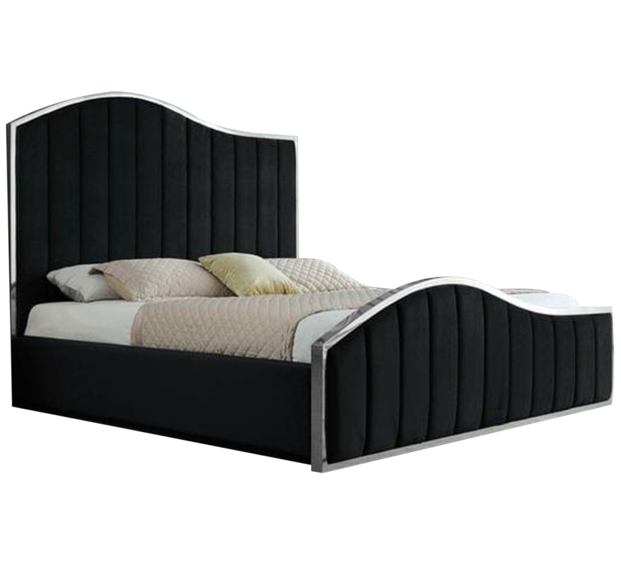 Elegant black bed with a high, curved back - Vitrine Furniture - Furniture