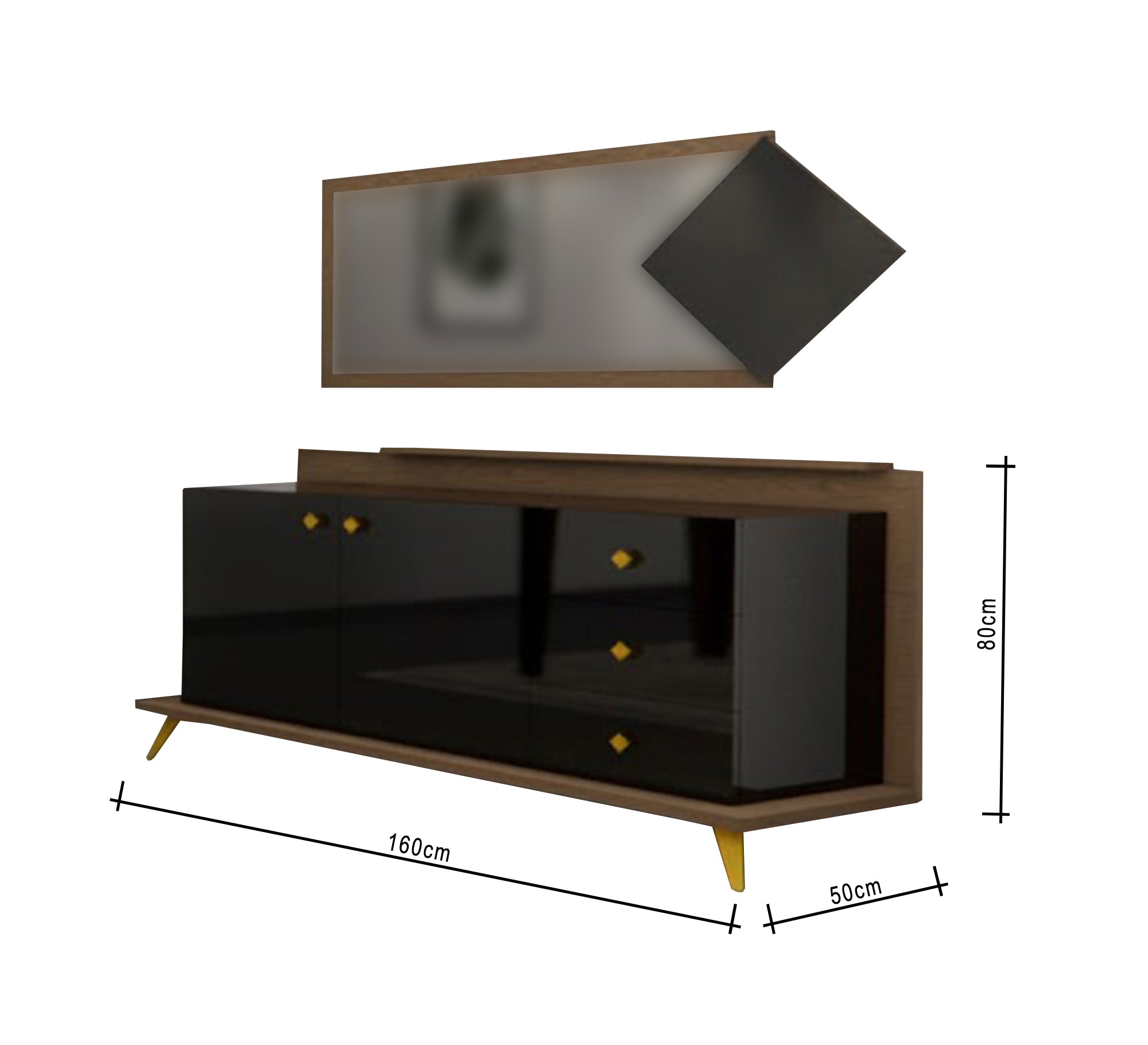 Elegant black buffet - Vitrine Furniture - Furniture