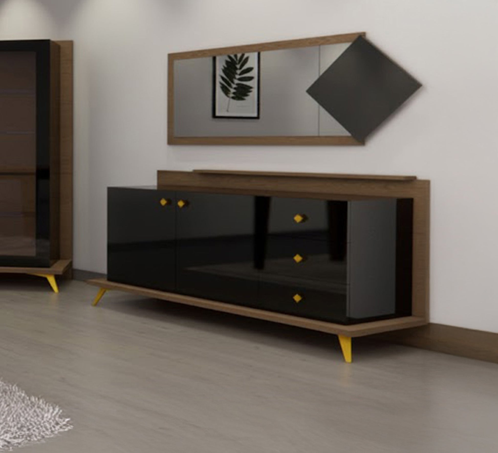 Elegant black buffet - Vitrine Furniture - Furniture