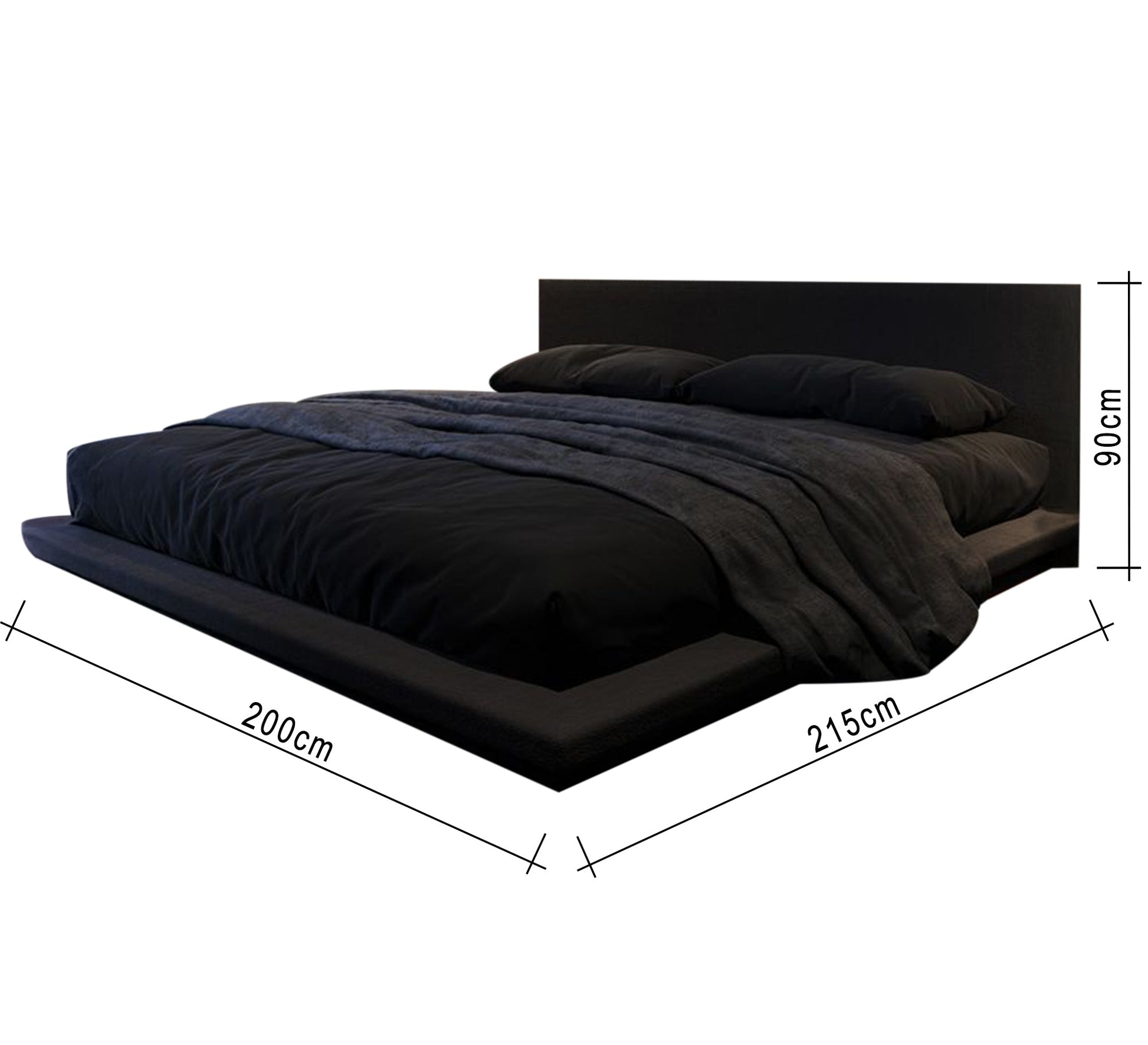 Elegant black low platform bed - Vitrine Furniture - Furniture