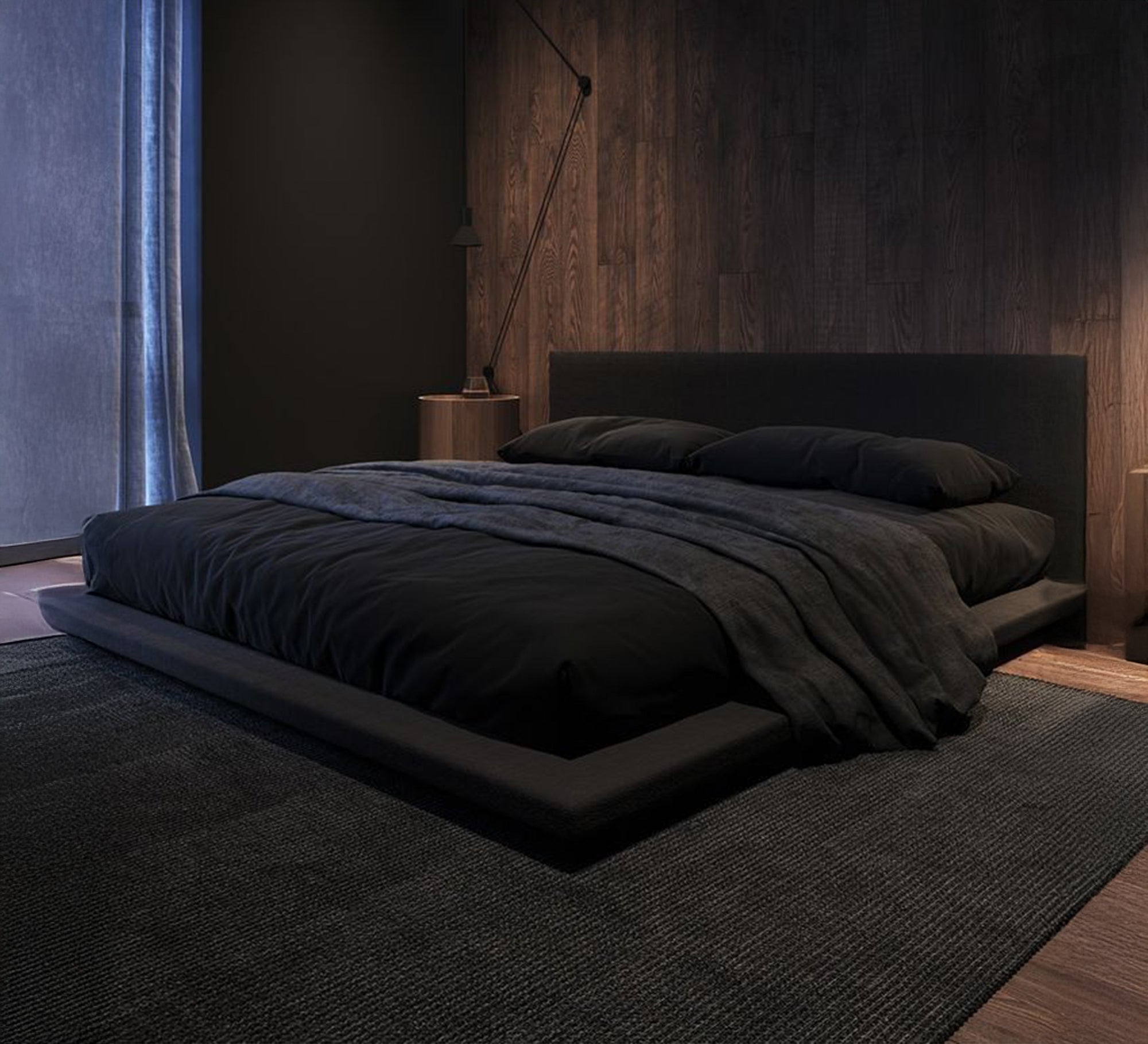Elegant black low platform bed - Vitrine Furniture - Furniture