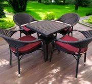 Elegant black patio set with red cushions - Vitrine Furniture - Outdoor Products