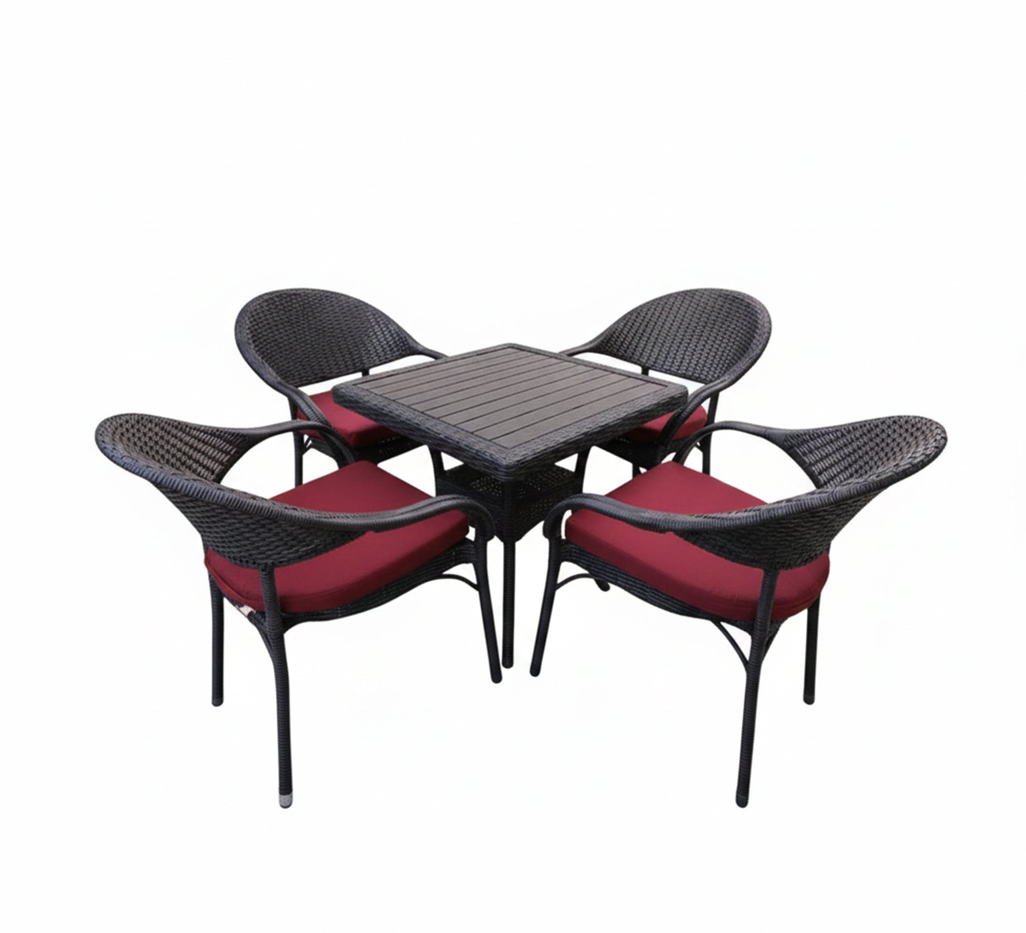 Elegant black patio set with red cushions - Vitrine Furniture - Outdoor Products