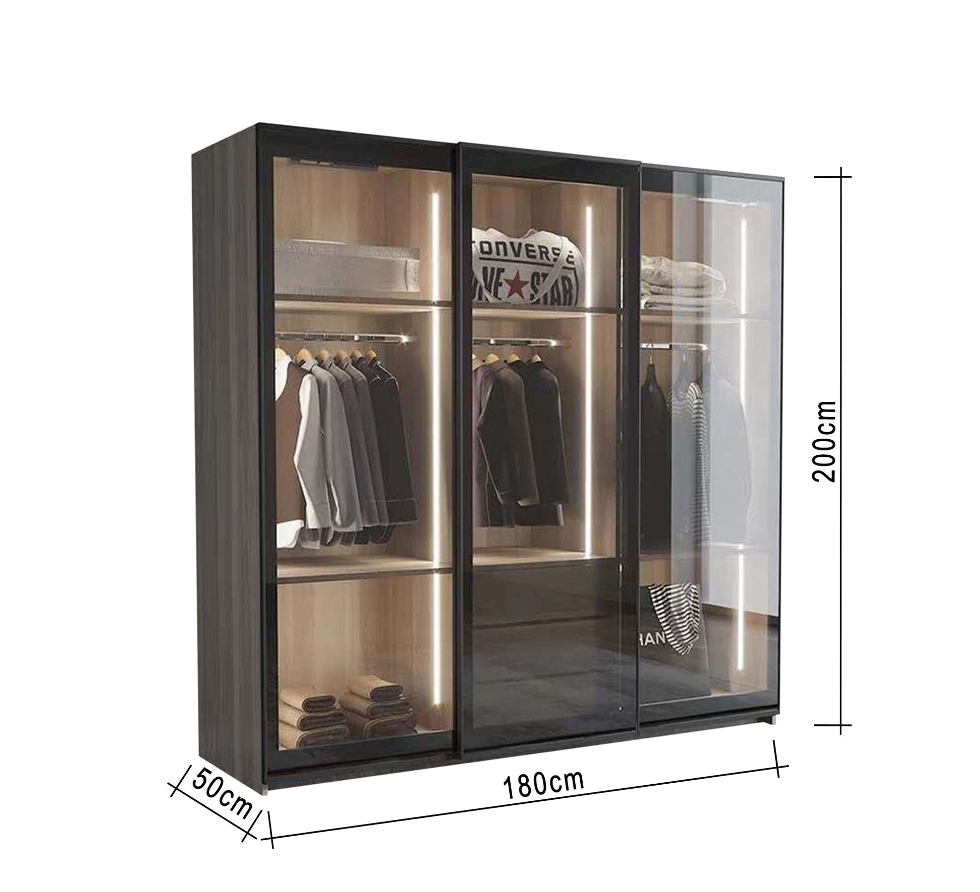 Elegant Black Wood Cupboard in Chic Design, Reflective Glass - Vitrine Furniture - Furniture