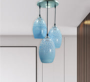Elegant Blue Glass Triple Chandelier - Vitrine Furniture - Lighting