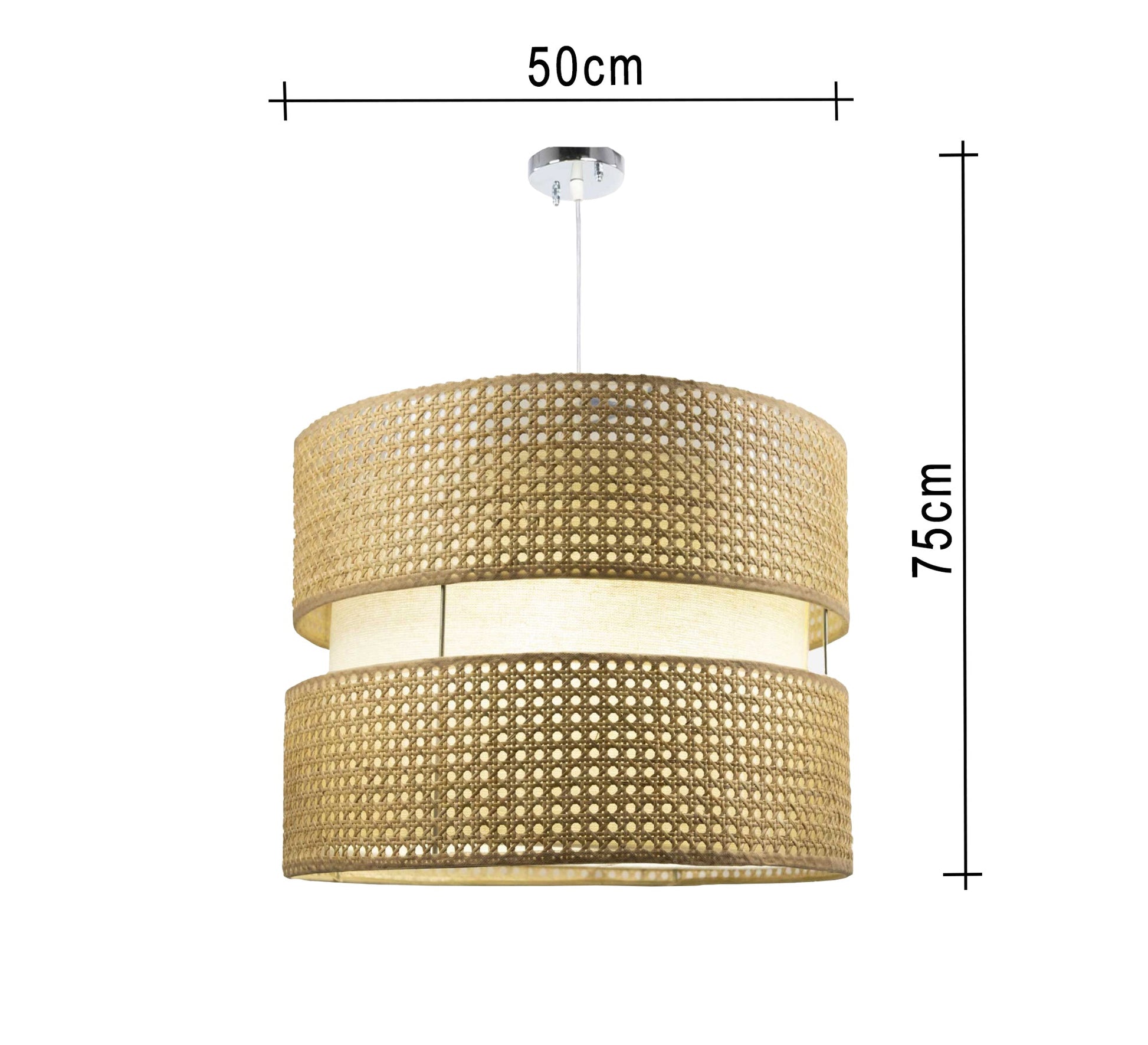 Elegant braided cane ceiling lamp - Vitrine Furniture - Lighting