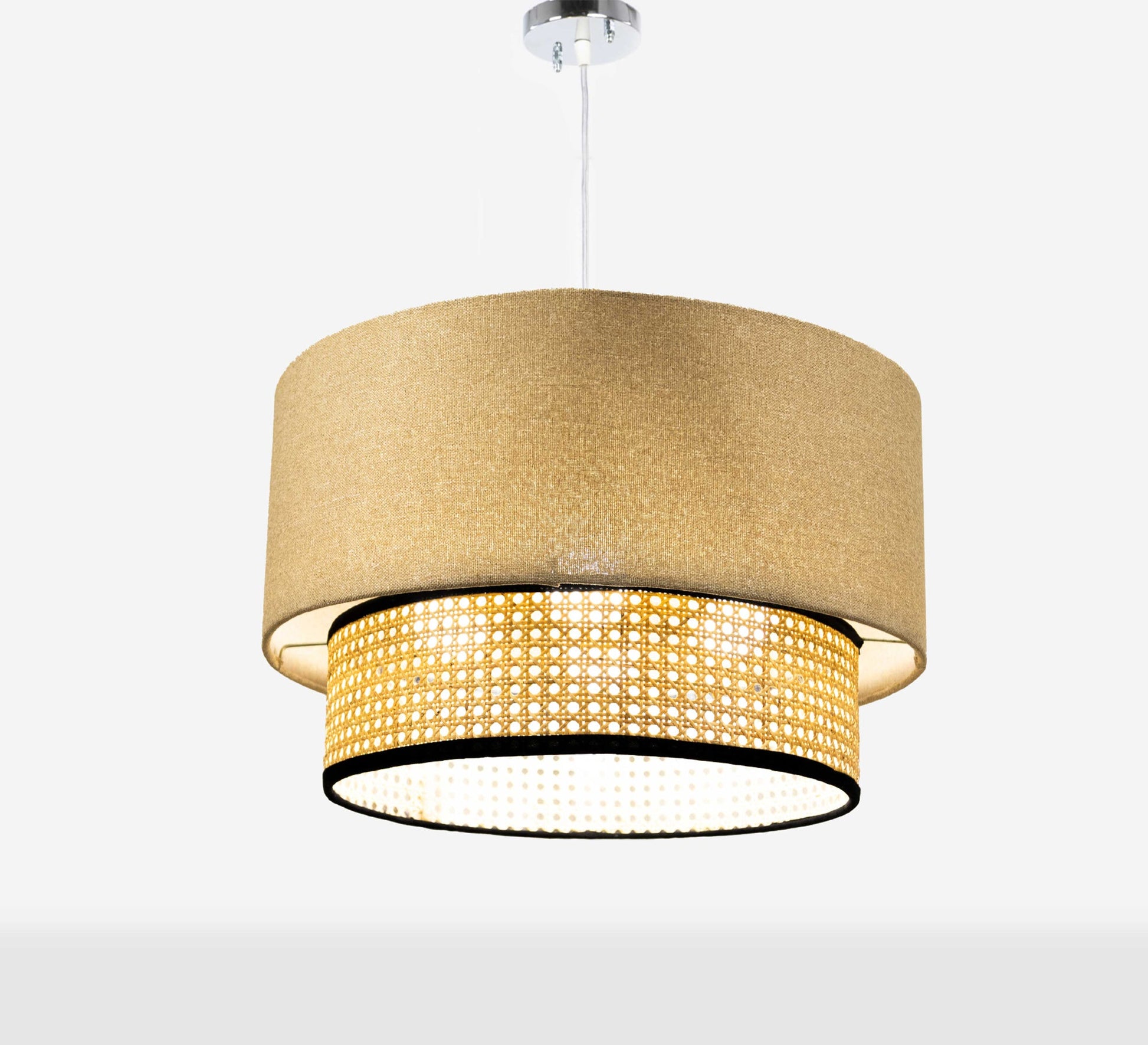 Elegant cane design two - tier ceiling lamp - Vitrine Furniture - Lighting