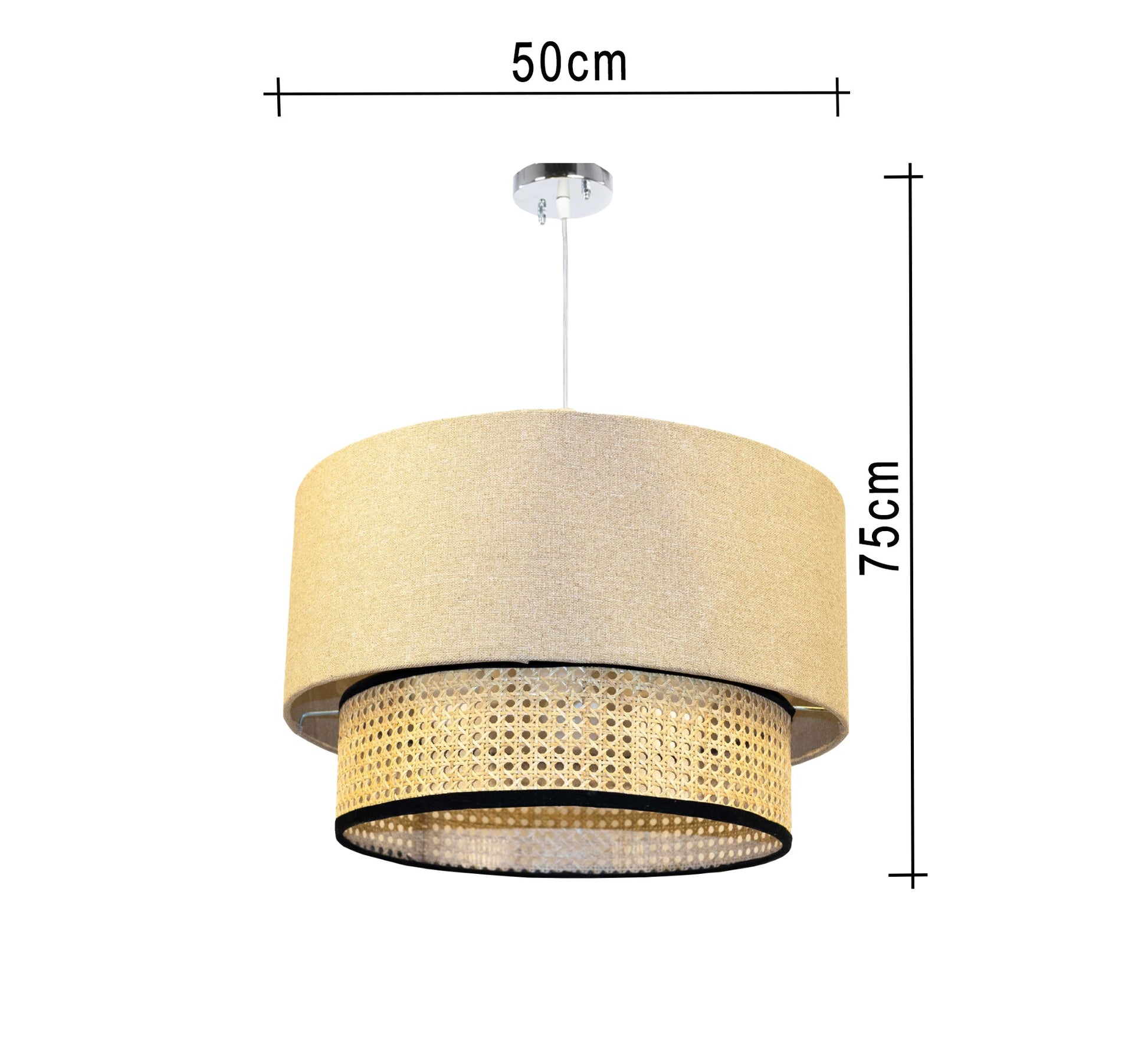 Elegant cane design two - tier ceiling lamp - Vitrine Furniture - Lighting